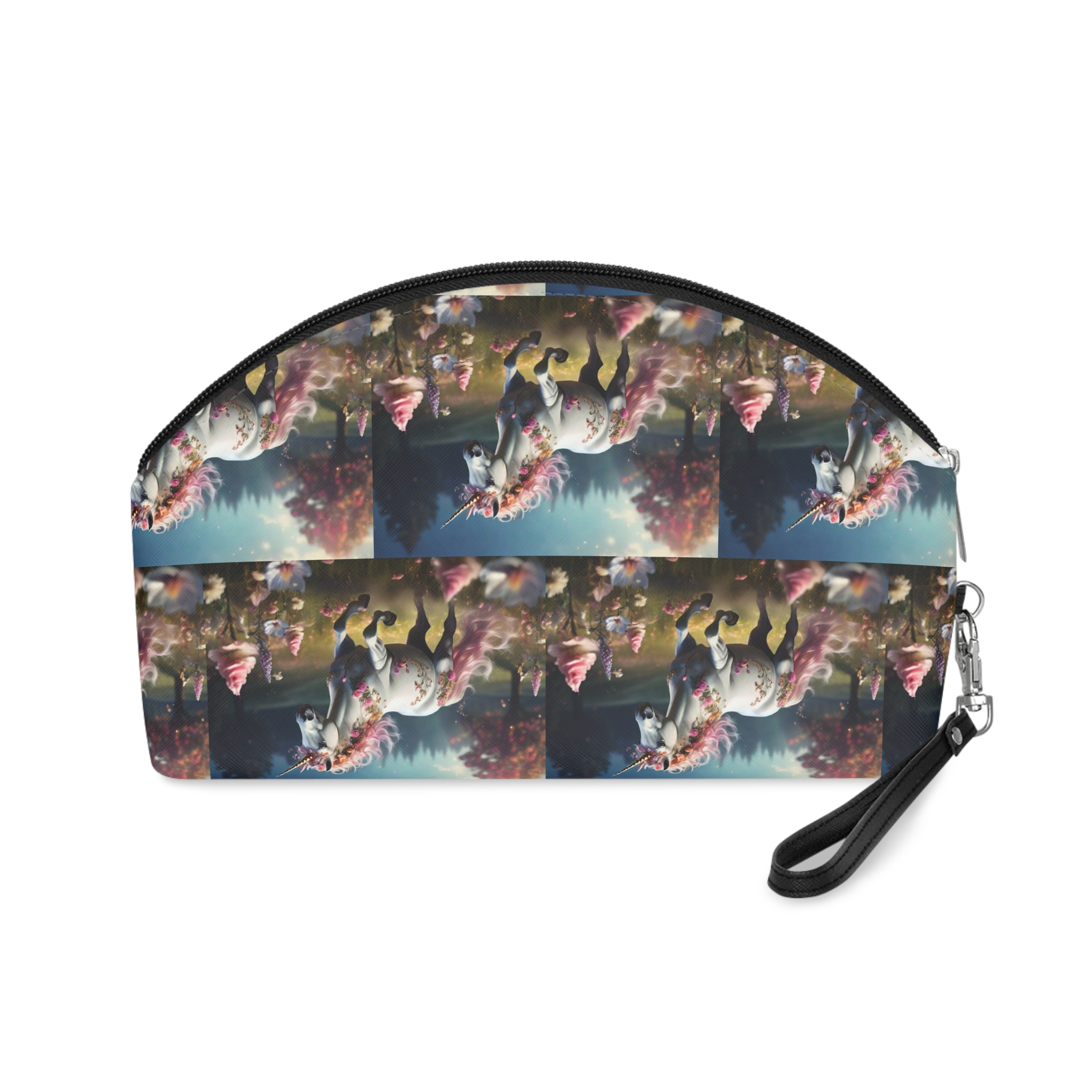 Beautiful Unicorn Running Magical Meadow Unicorn Background Images Whimsical Unicorn (38) Makeup Bag - Image 2