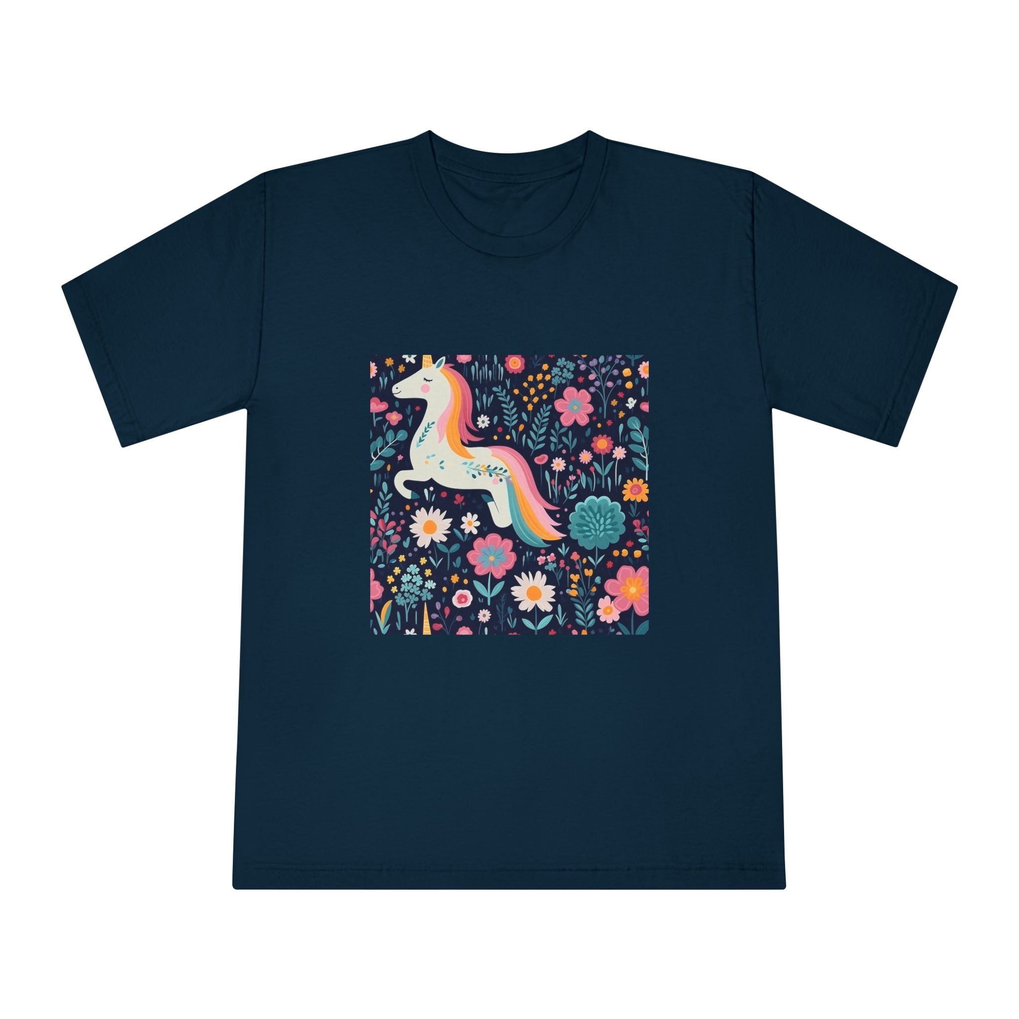 Childish Seamless Pattern Background With Colorful Unicorns (1) Unisex Classic Crewneck T Shirt - Image 17