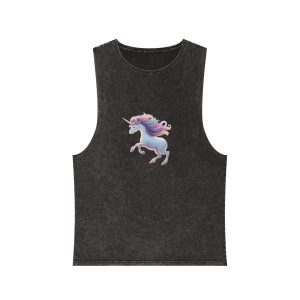 Beautiful Unicorn Running Magical Meadow Unicorn Background Images Whimsical Unicorn (62) Unisex Stonewash Tank Top