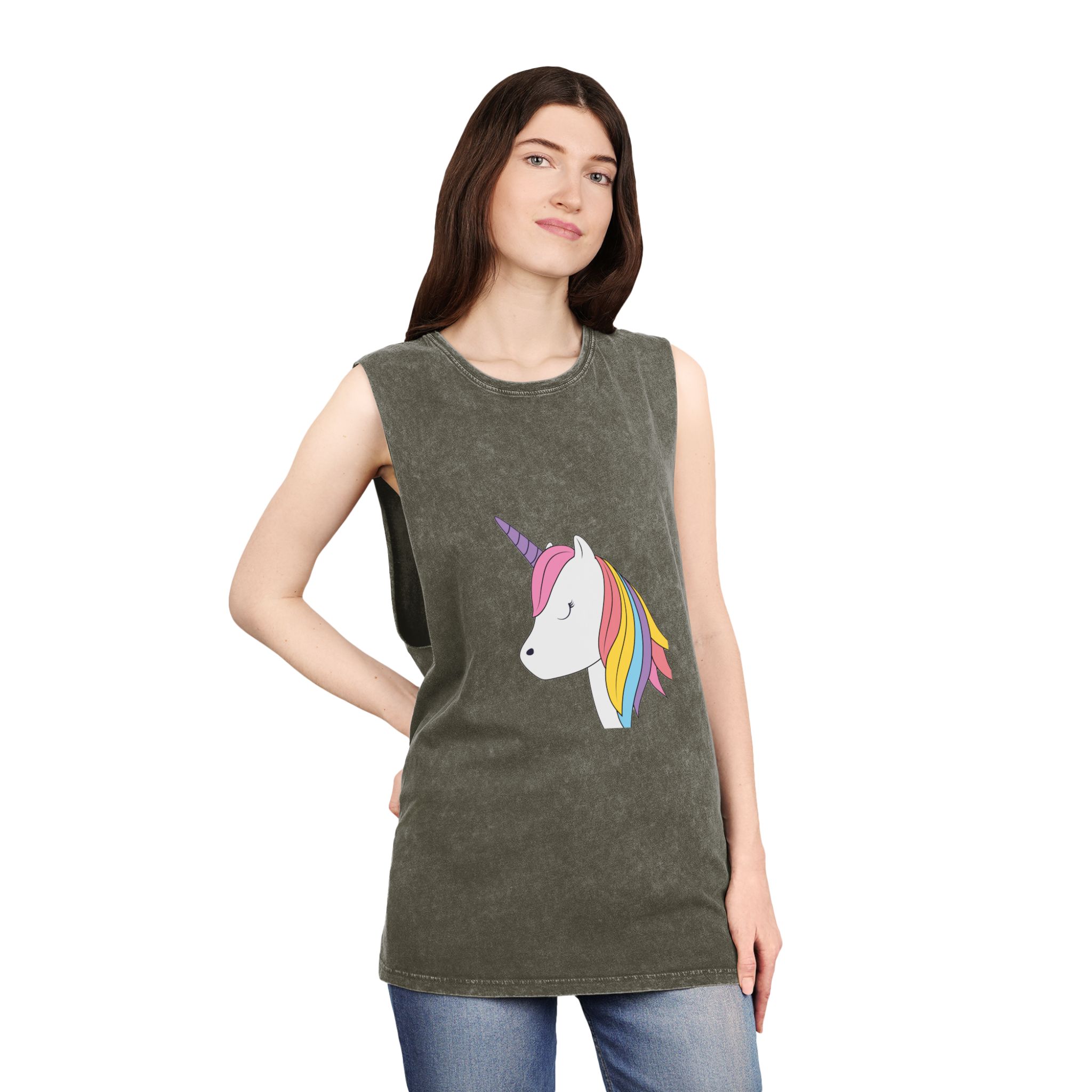Beautiful Unicorn Copia Unisex Stonewash Tank Top - Image 8