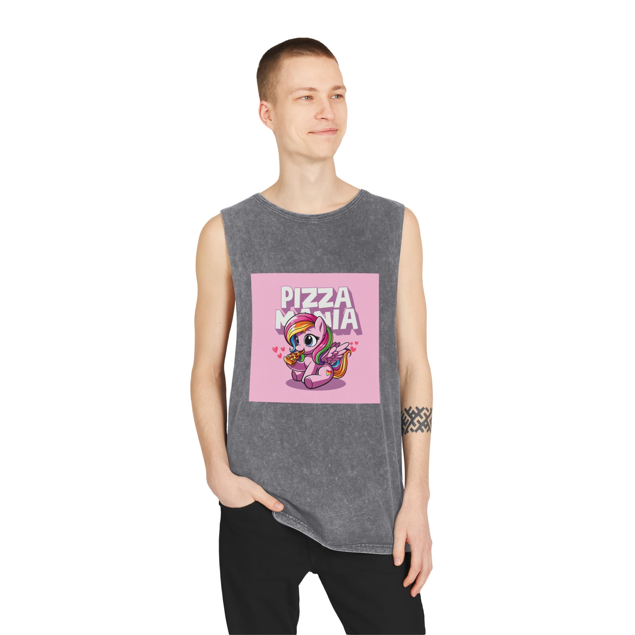 Pizza Mania Copia Unisex Stonewash Tank Top - Image 11