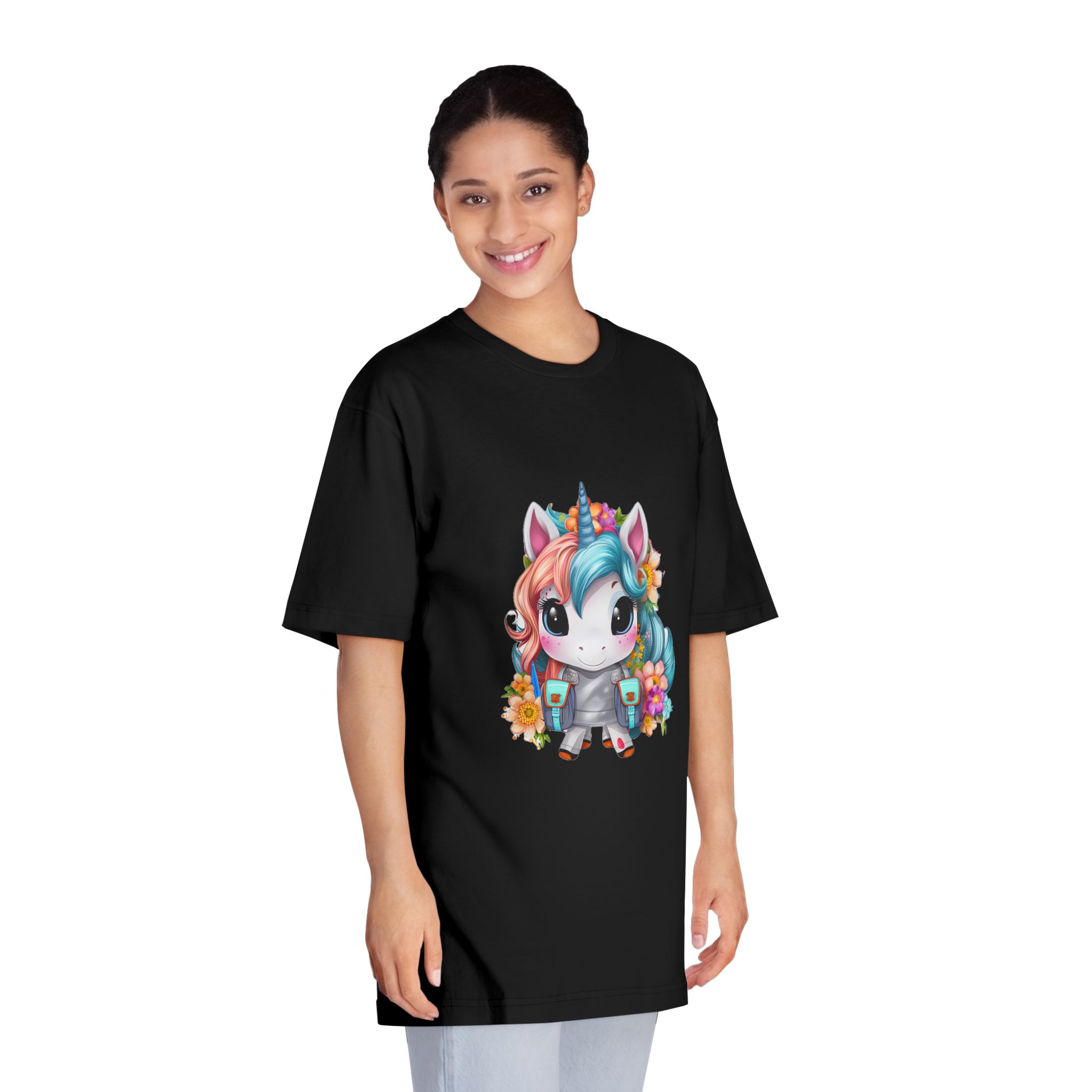 Unicorn With Bow Sword Her Hand Is Holding Sword Unisex Classic Crewneck T Shirt - Image 7