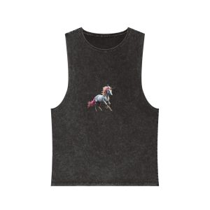 Beautiful Unicorn Running Magical Meadow Unicorn Background Images Whimsical Unicorn (5) Unisex Stonewash Tank Top