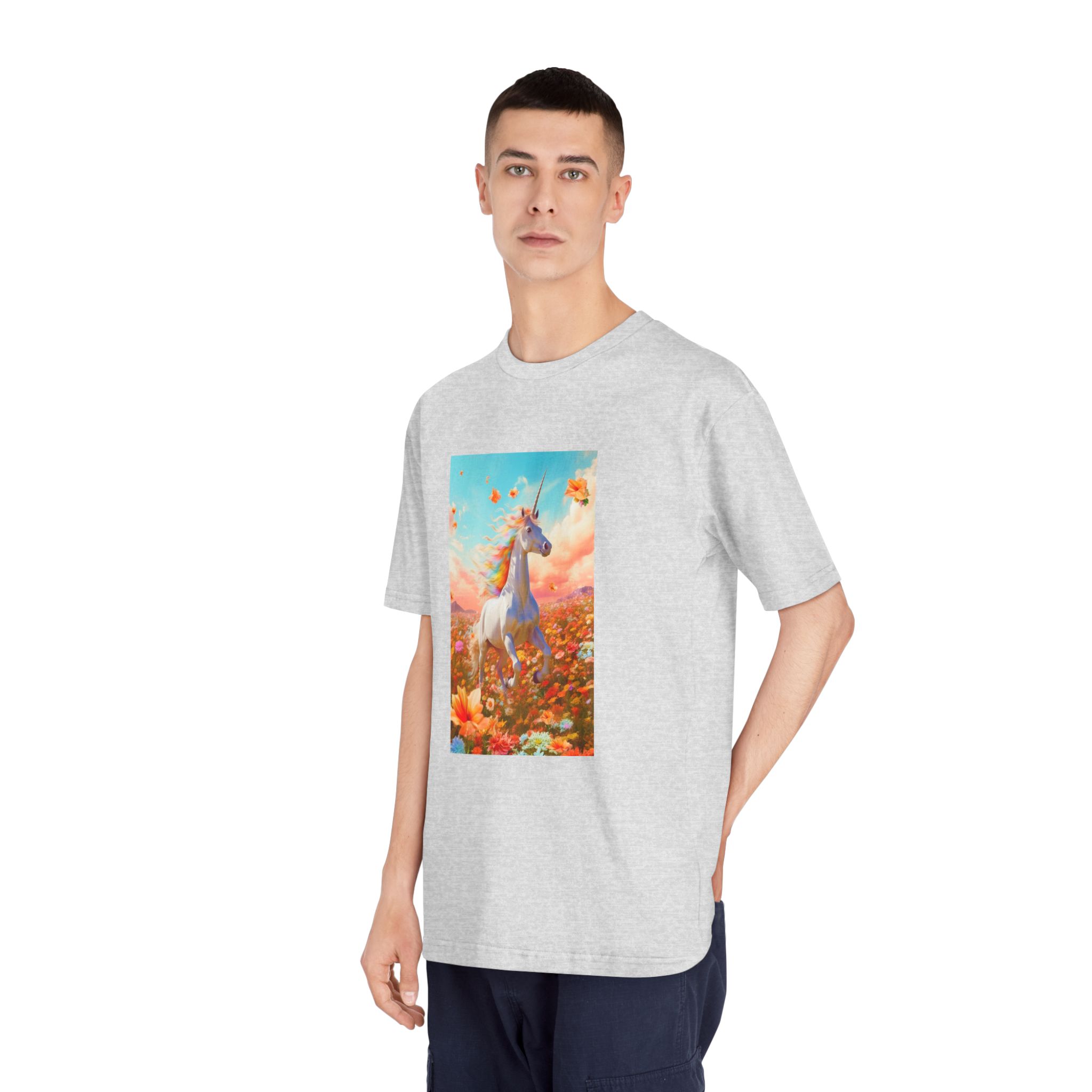 Image White Unicorn Running Through Field Wildflowers Generative Ai Unisex Classic Crewneck T Shirt - Image 16