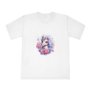Cute Colorful Magic Unicorn With Flowers Watercolor Style (8) Copy Unisex Classic Crewneck T Shirt