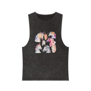 There Are Four Different Unicorns With Different Colored Manes Generative Ai Unisex Stonewash Tank Top