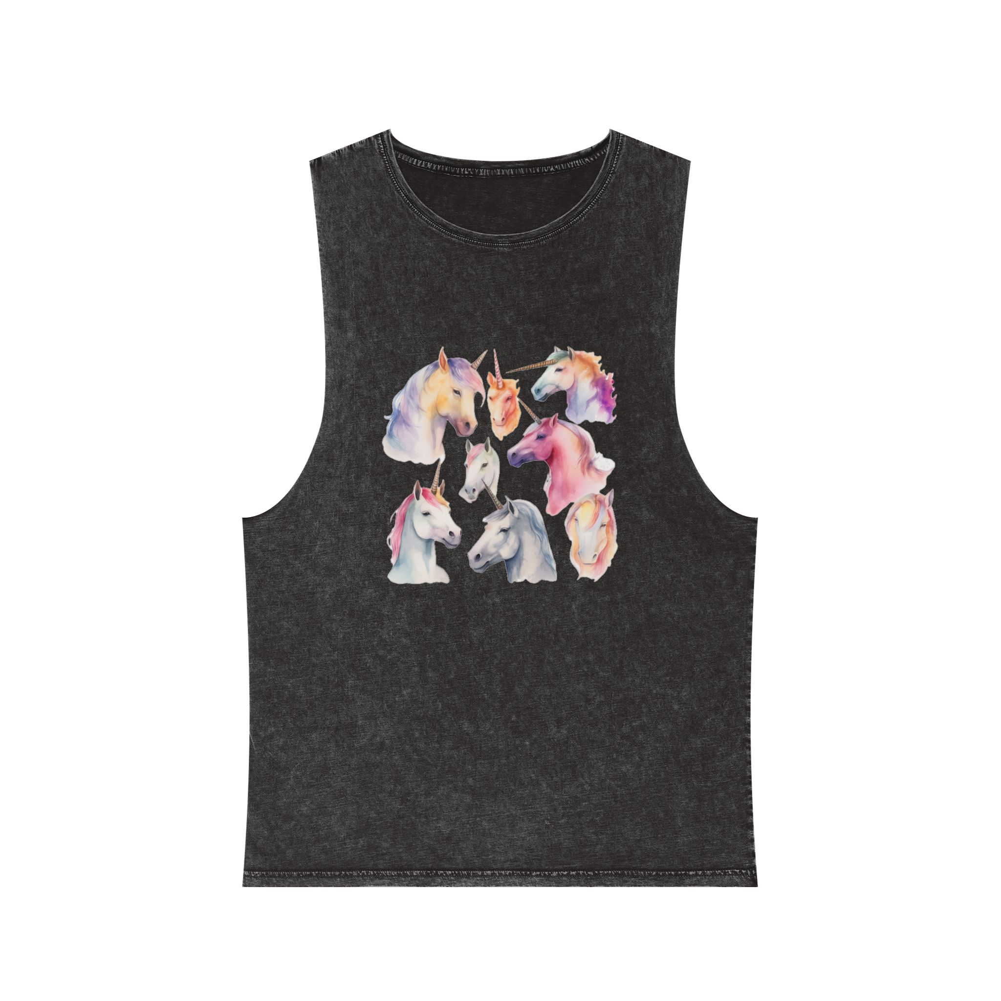 There Are Four Different Unicorns With Different Colored Manes Generative Ai Unisex Stonewash Tank Top