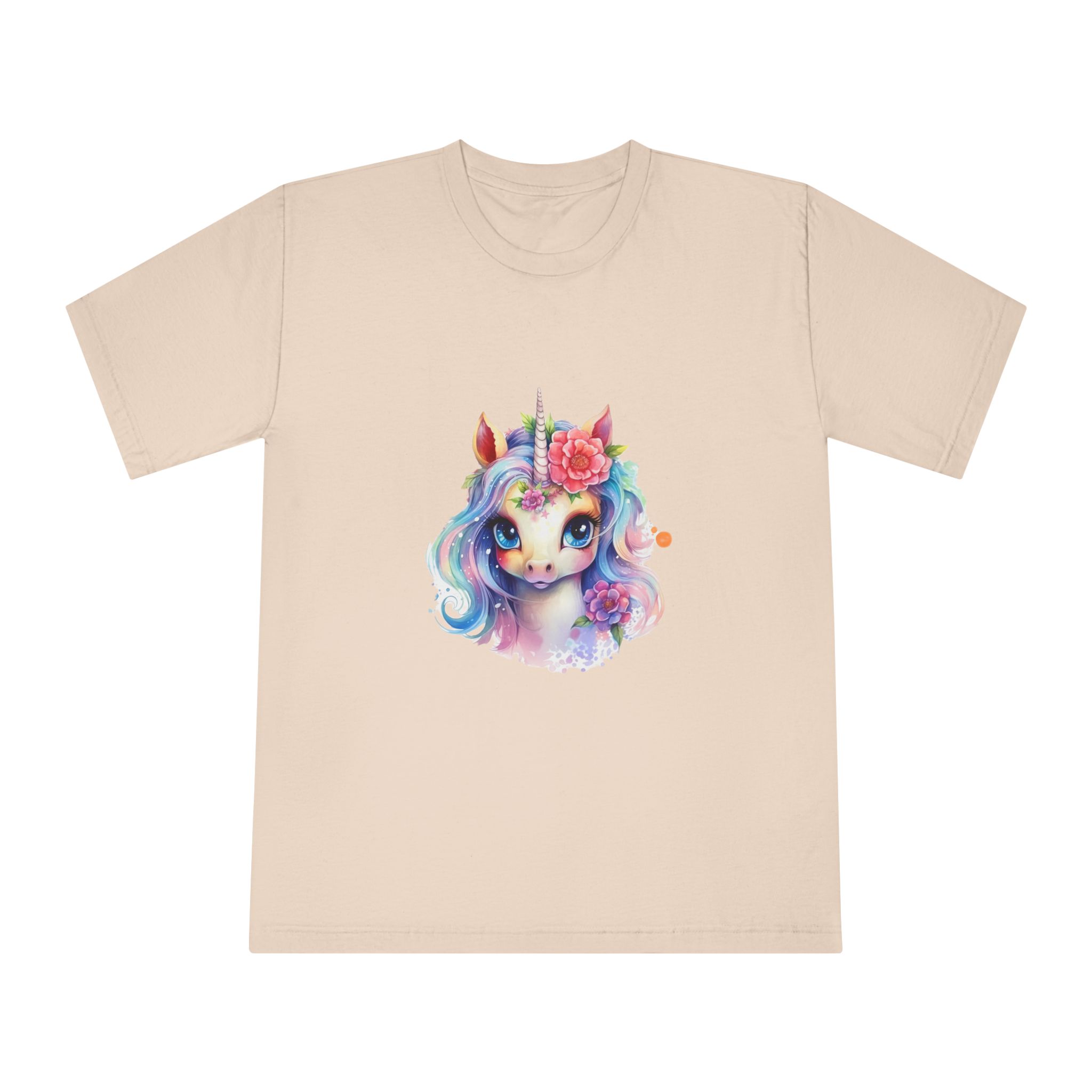 Cute Colorful Magic Unicorn With Flowers Watercolor Style (8) Unisex Classic Crewneck T Shirt - Image 9