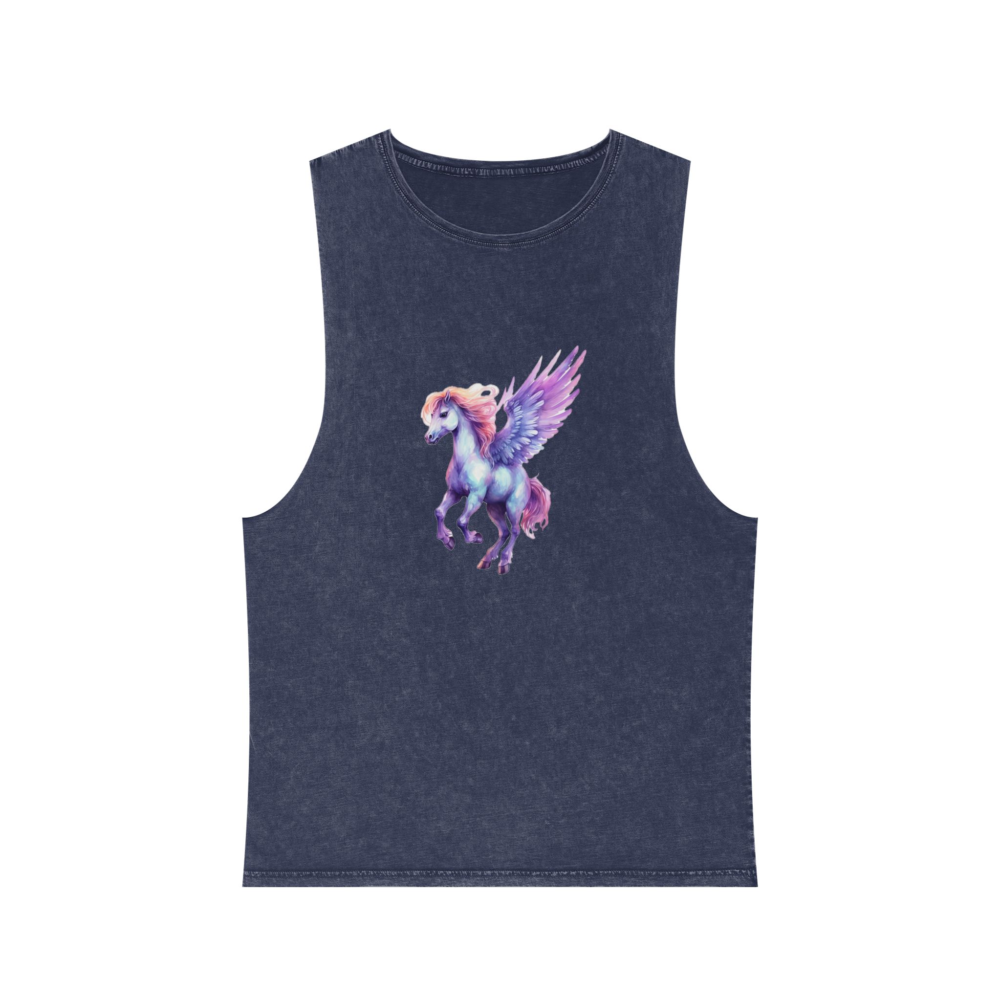 Pegasus Watercolor Clipart Cute Isolated White Background With Generative Ai Technology Unisex Stonewash Tank Top - Image 13