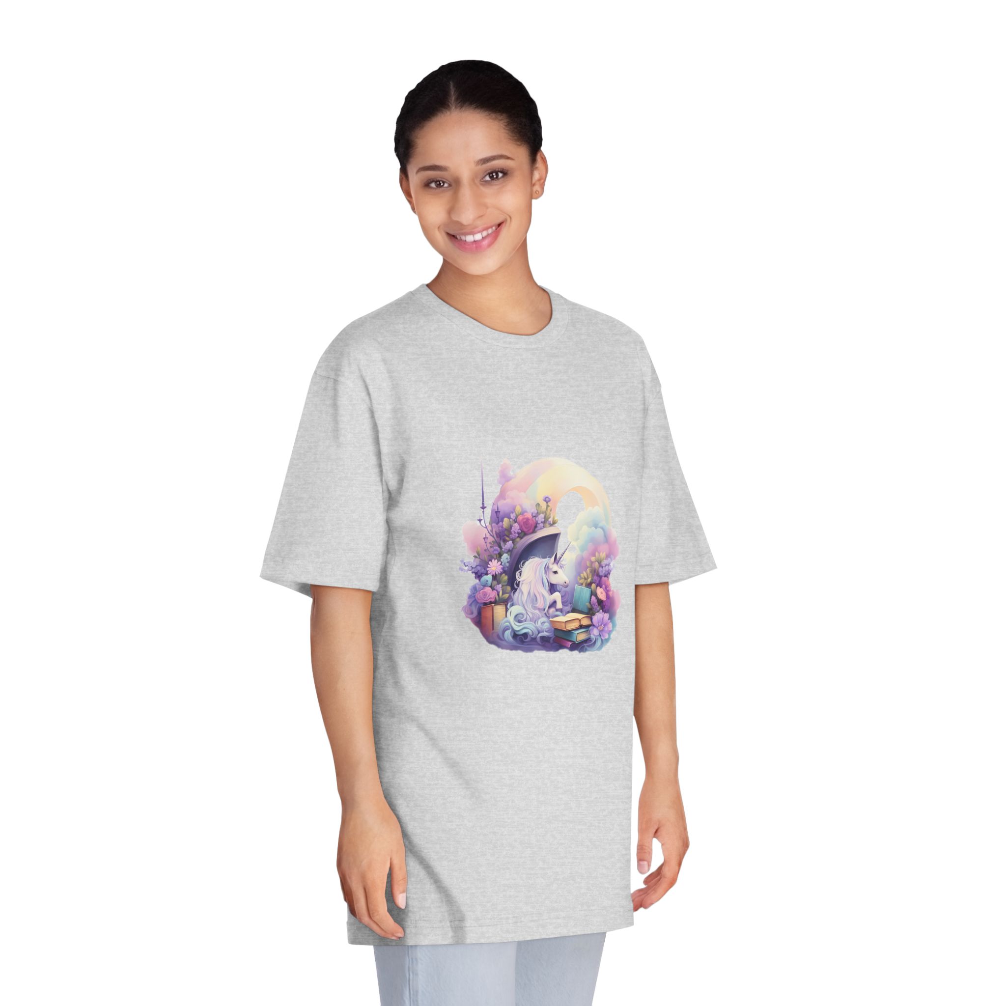 Watercolor Cozy Reading Book Set Hidden Realm Unicorns Fluffy Clipart Tshirt Isolated Unisex Classic Crewneck T Shirt - Image 15