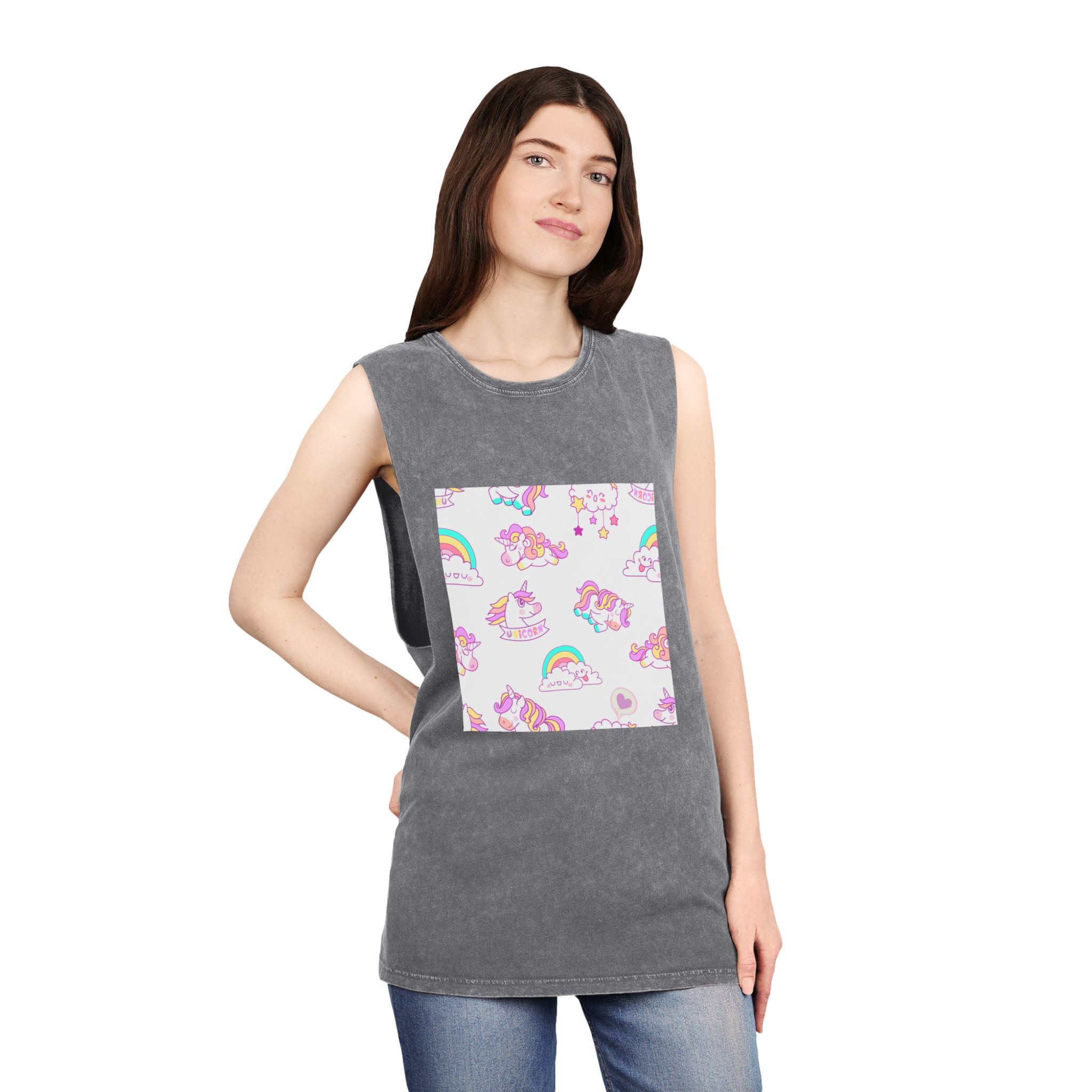 Seamless Unicorn Unisex Stonewash Tank Top - Image 12