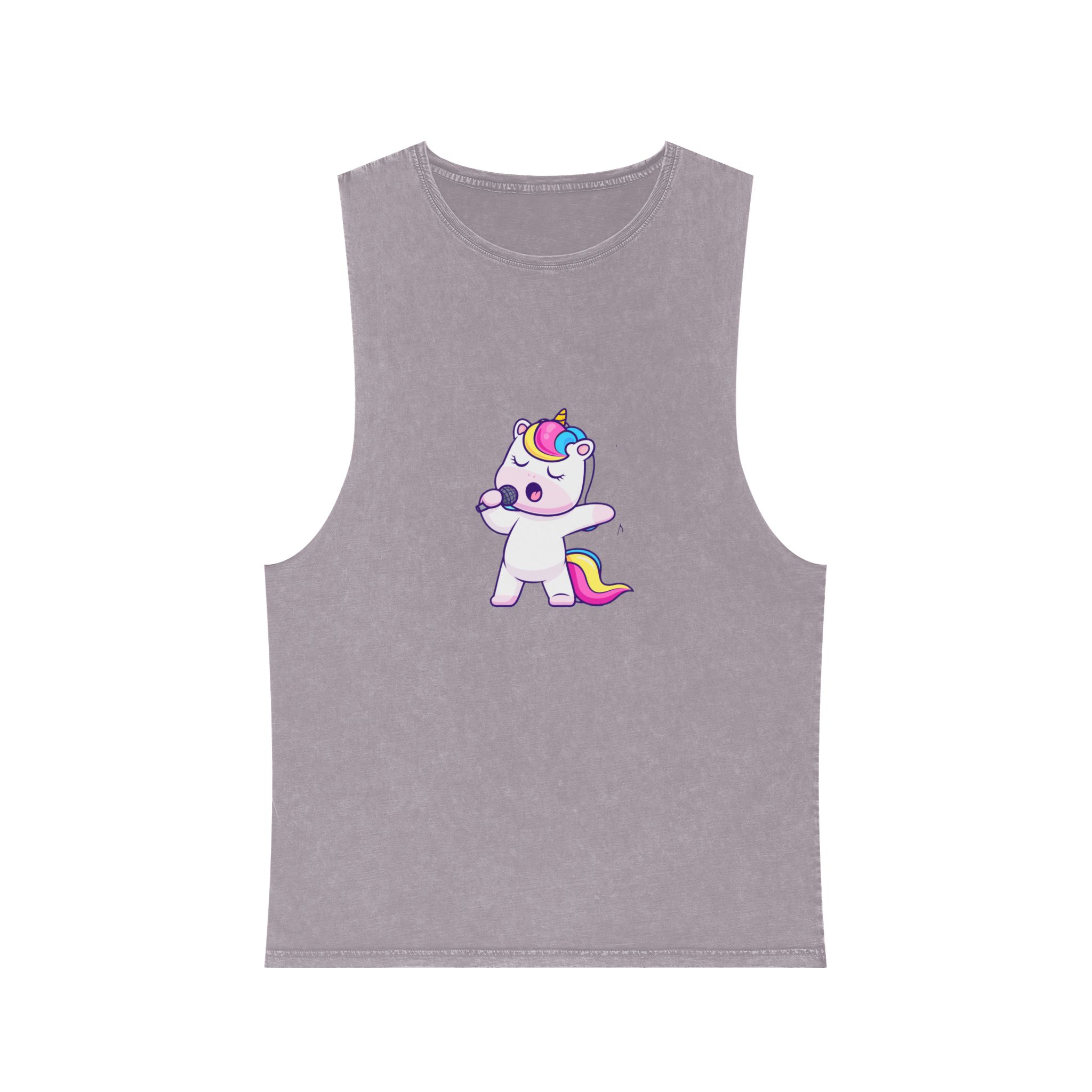 Cute Unicorn Singing Unisex Stonewash Tank Top - Image 17