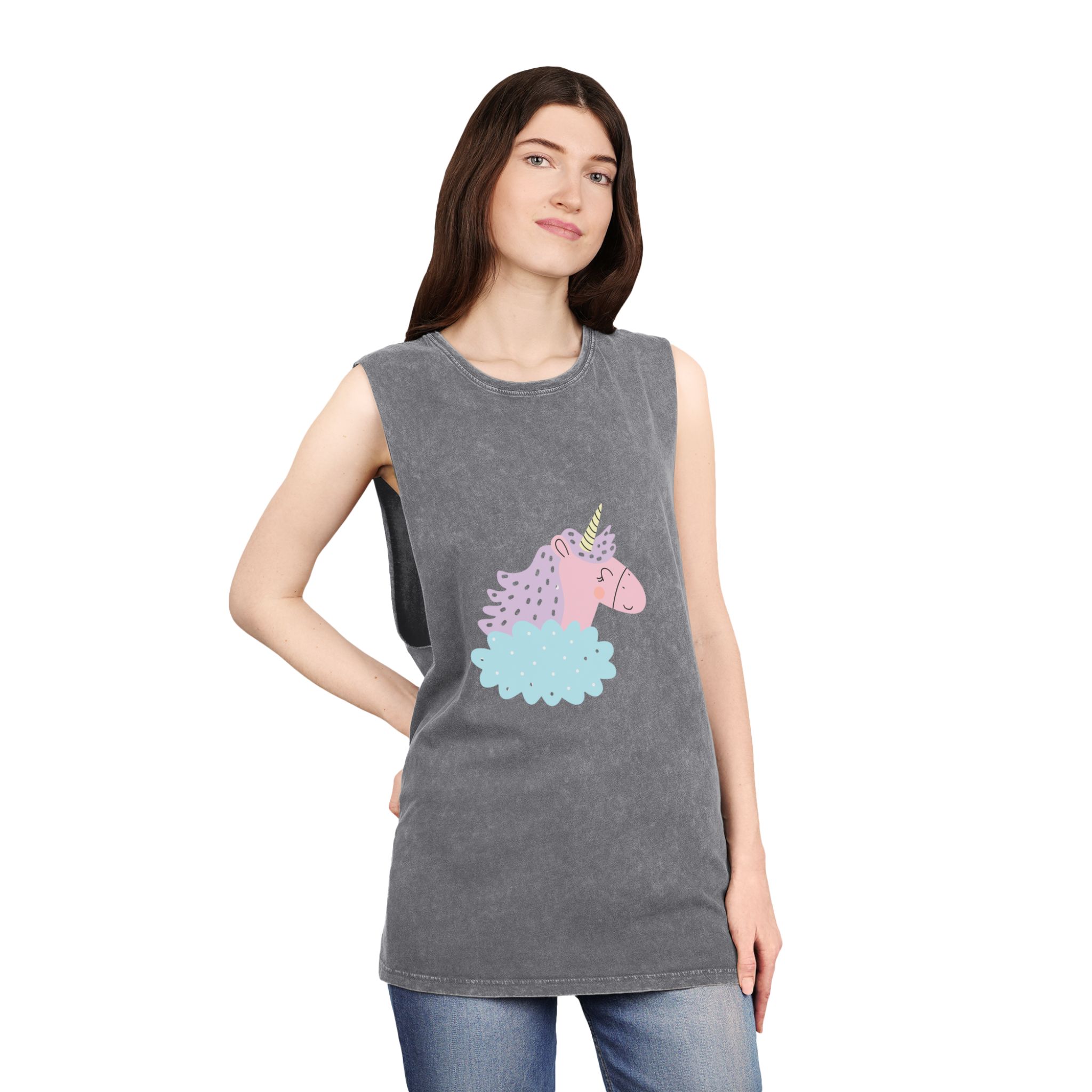 Sweetie Unicorn 184636 Unisex Stonewash Tank Top - Image 12