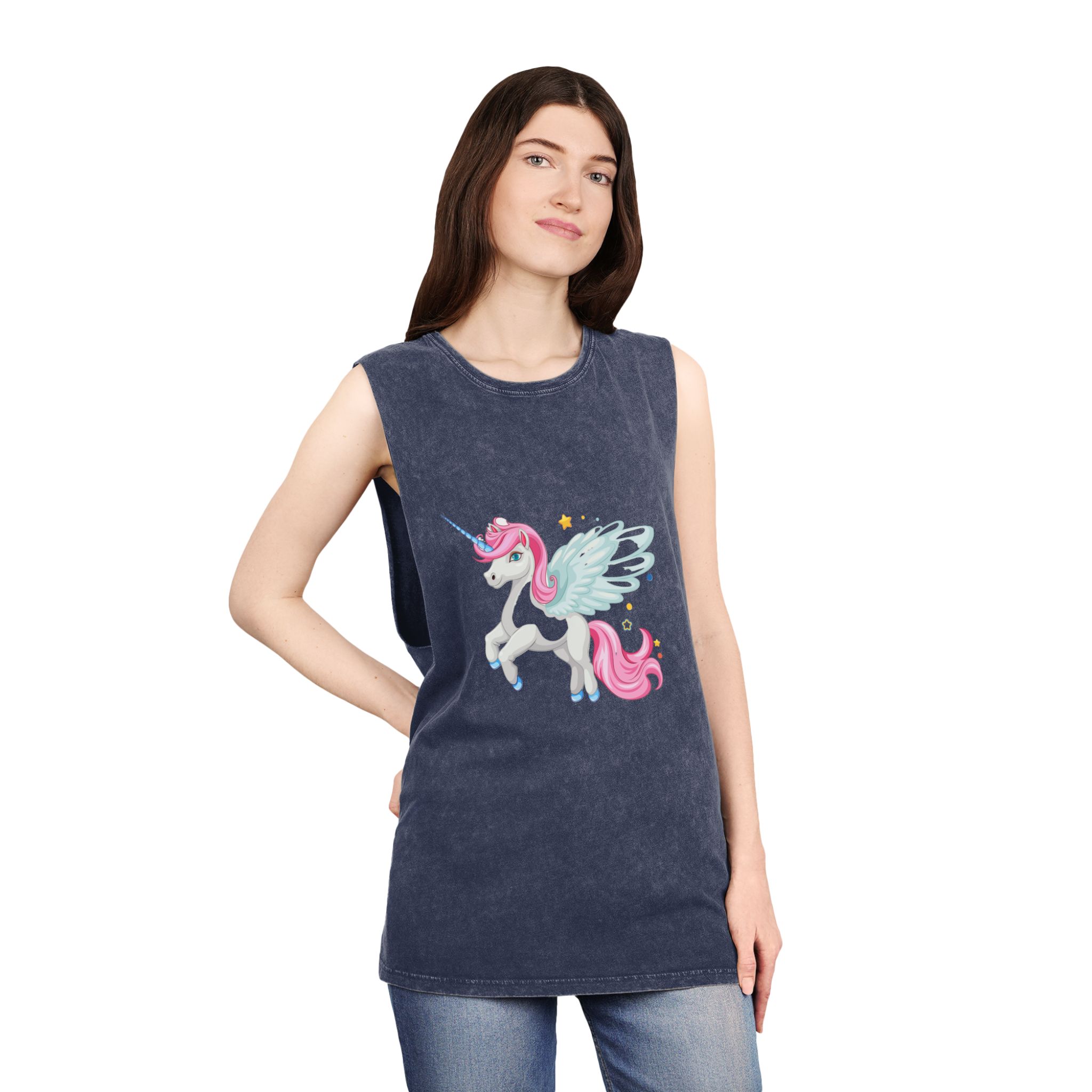 Beautiful Unicorn Unisex Stonewash Tank Top - Image 16