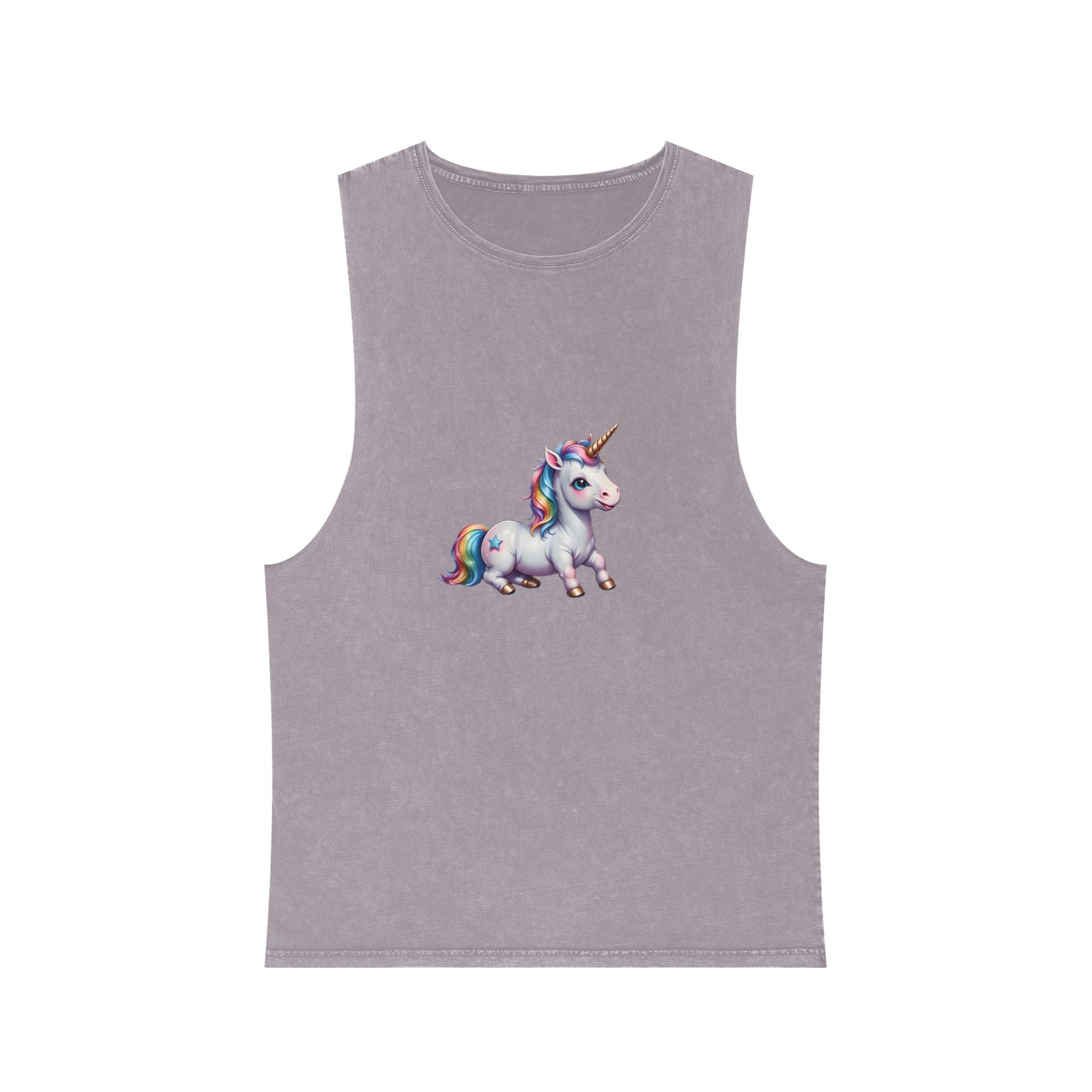 Happy Unicorn Background Sky Rainbow Unisex Stonewash Tank Top - Image 17