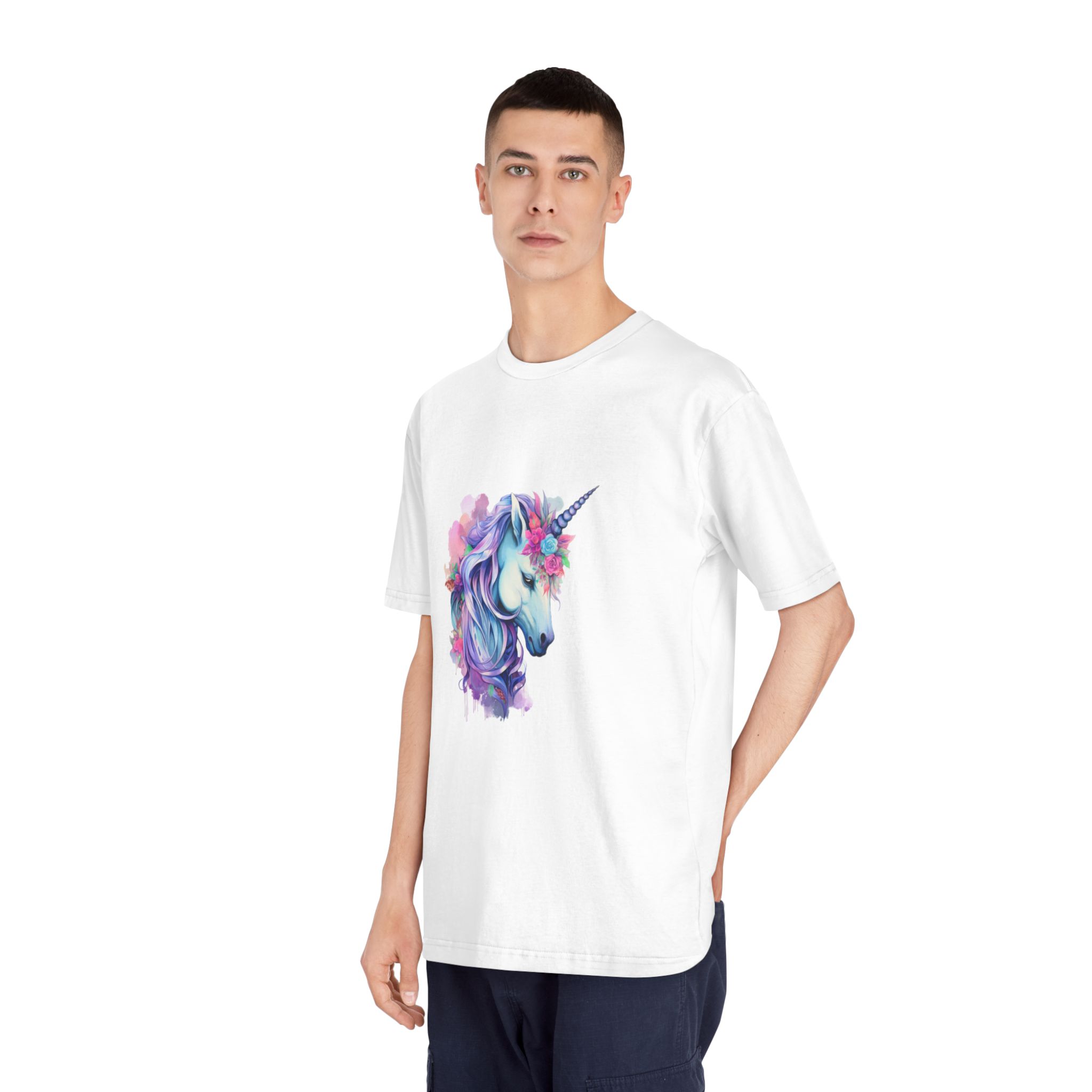 Watercolor Fantasy Unicorn Clip Art Unisex Classic Crewneck T Shirt - Image 4