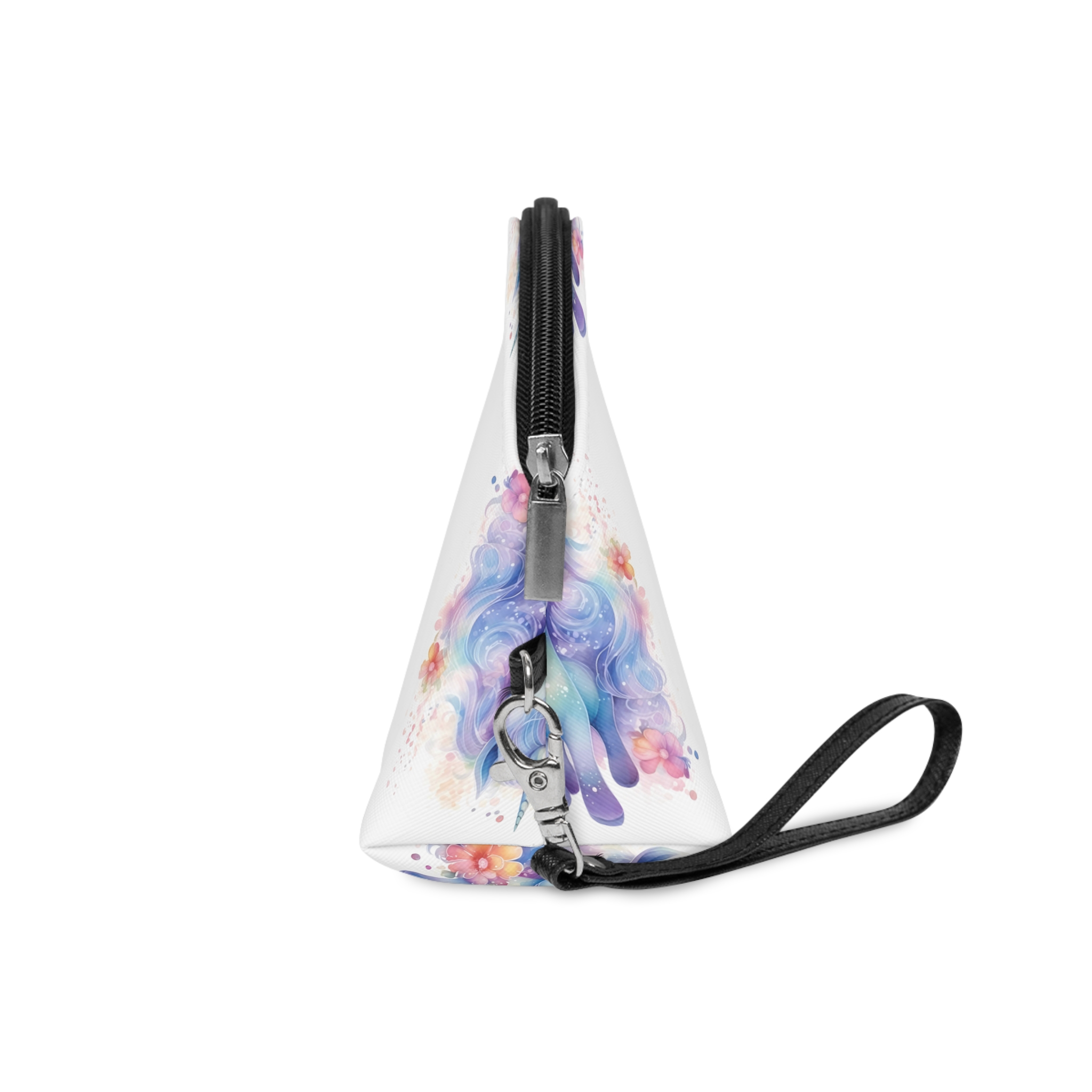 Cute Colorful Magic Unicorn With Flowers Watercolor Style Copia Makeup Bag - Image 3