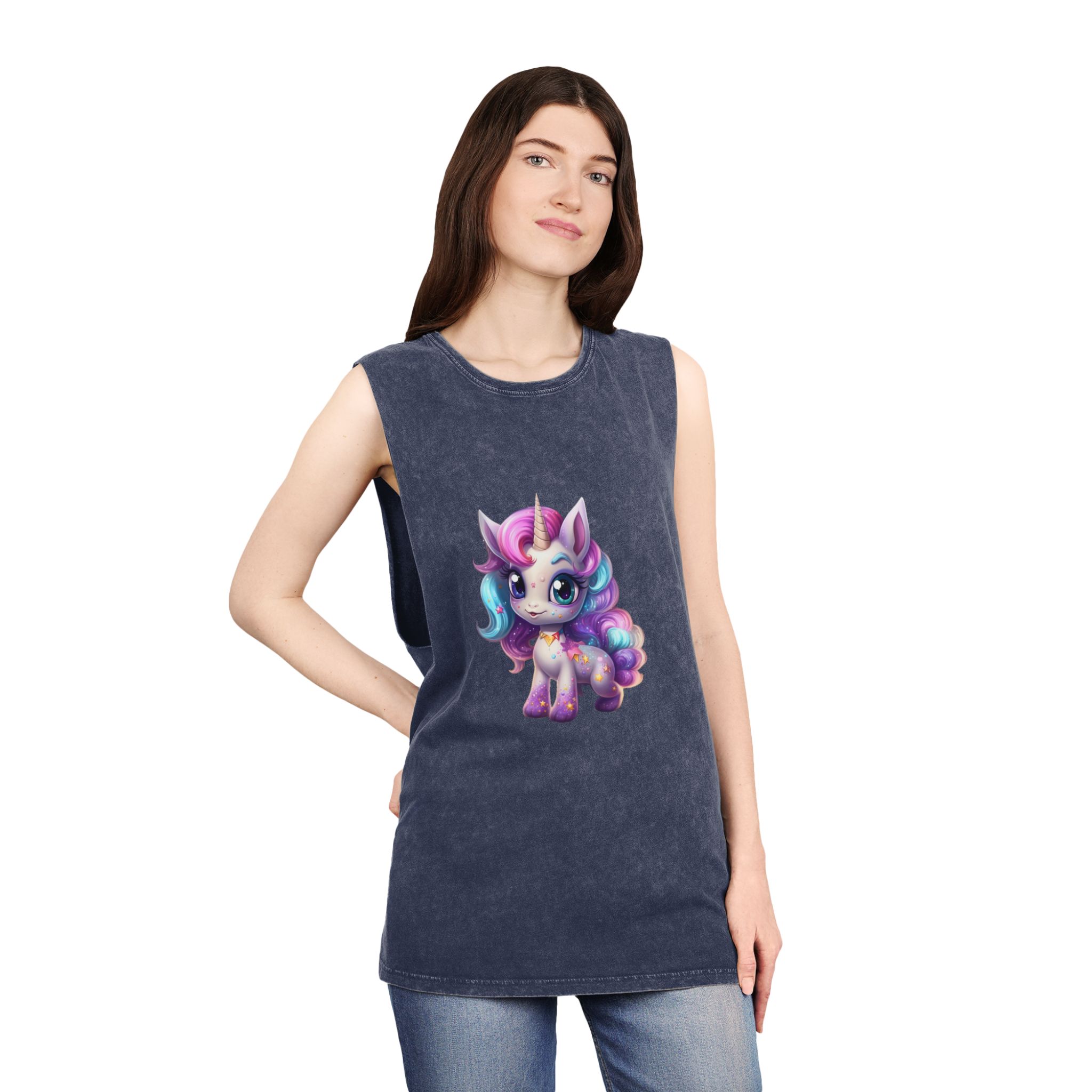 Beautiful Cute Baby Unicorn (1) Unisex Stonewash Tank Top - Image 16