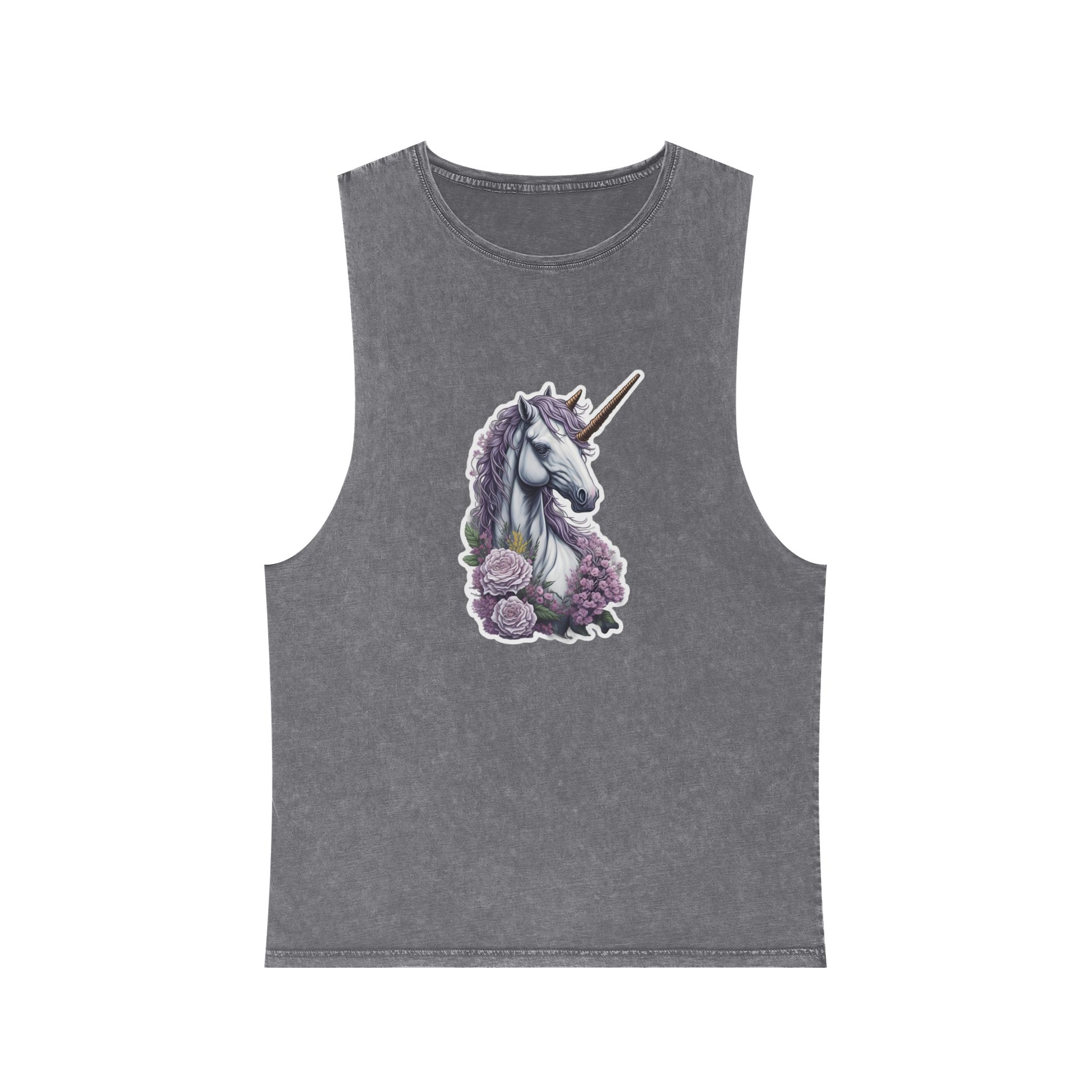 Unicorn Sticker (1) Unisex Stonewash Tank Top - Image 9