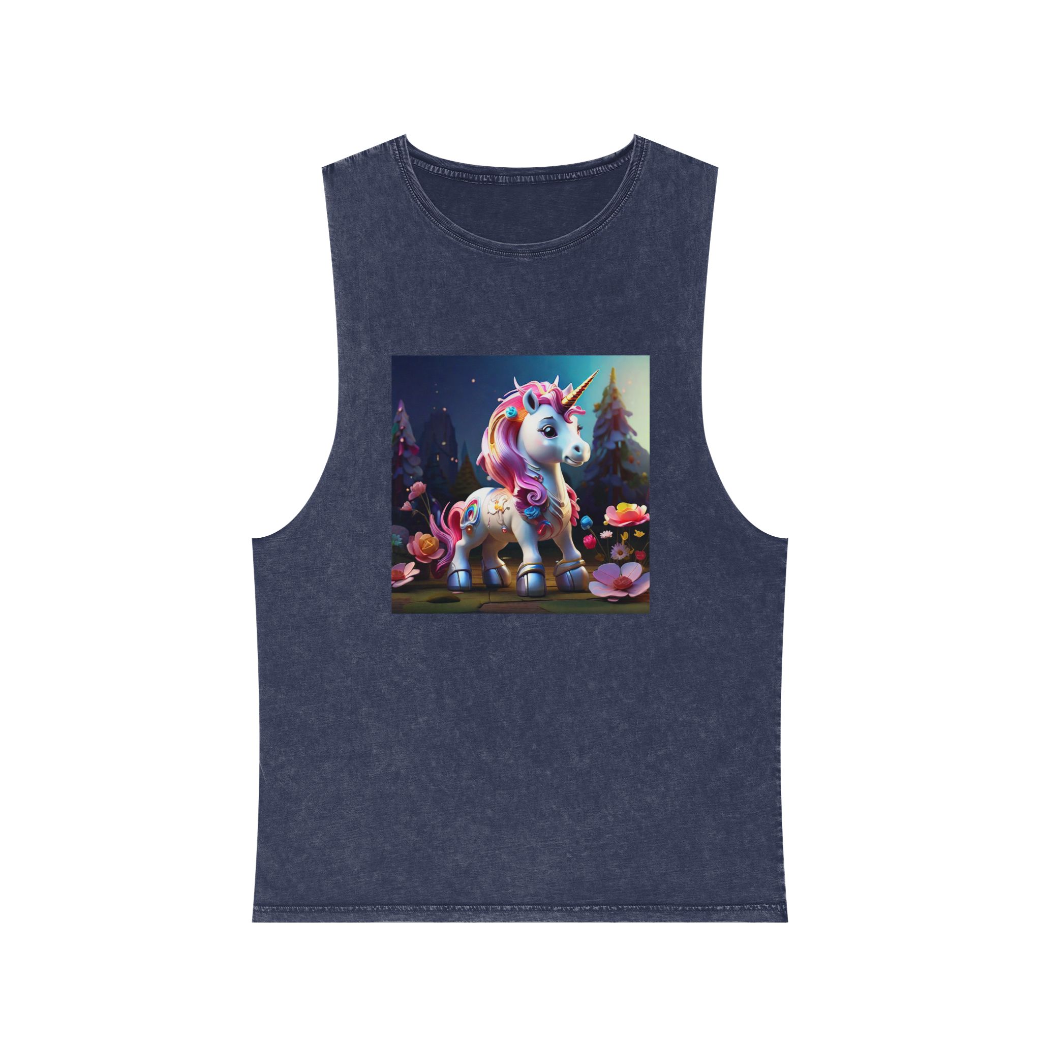 Animated Unicorn Children Generated By Ai (16) Unisex Stonewash Tank Top - Image 13