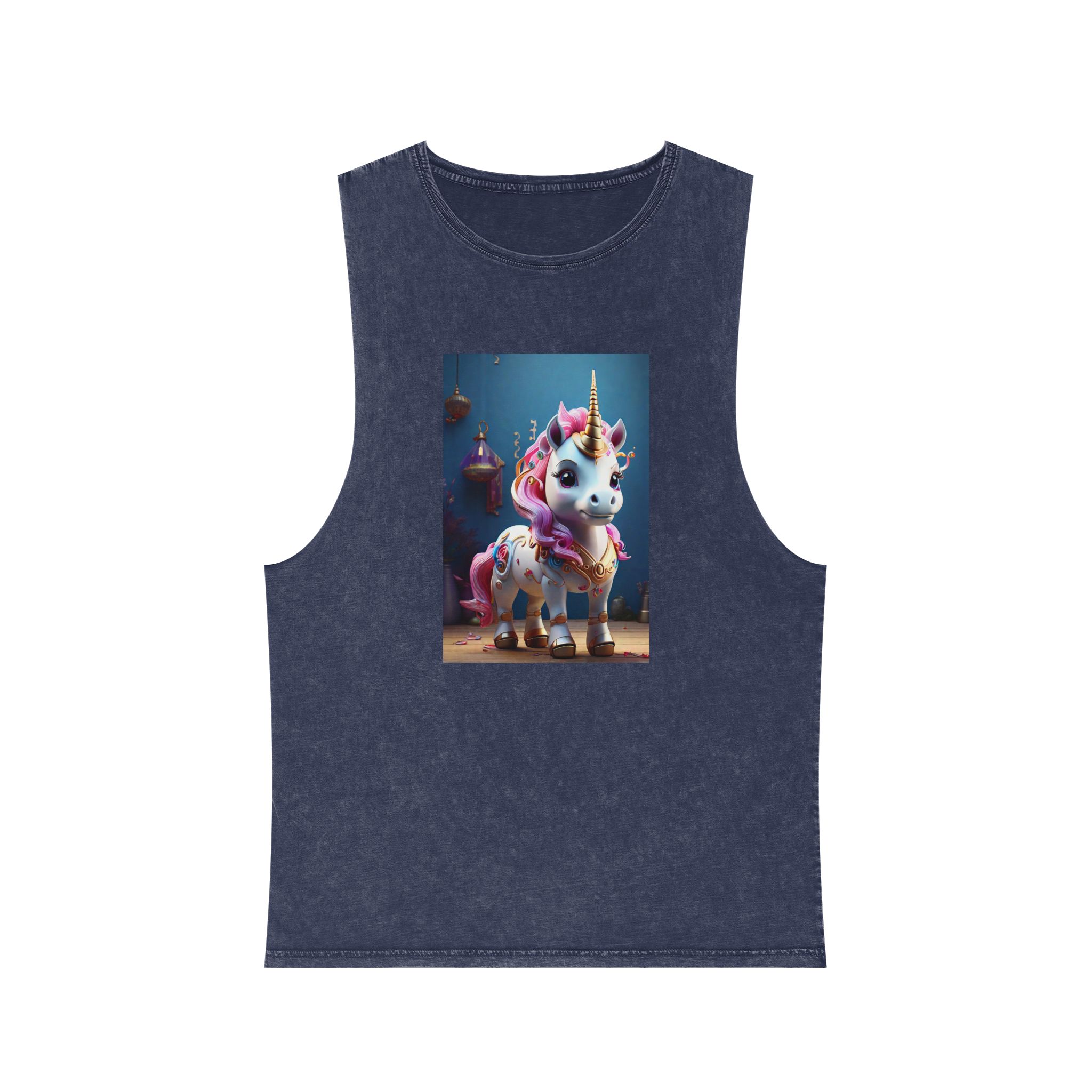 Animated Unicorn Children Generated By Ai (17) Unisex Stonewash Tank Top - Image 13