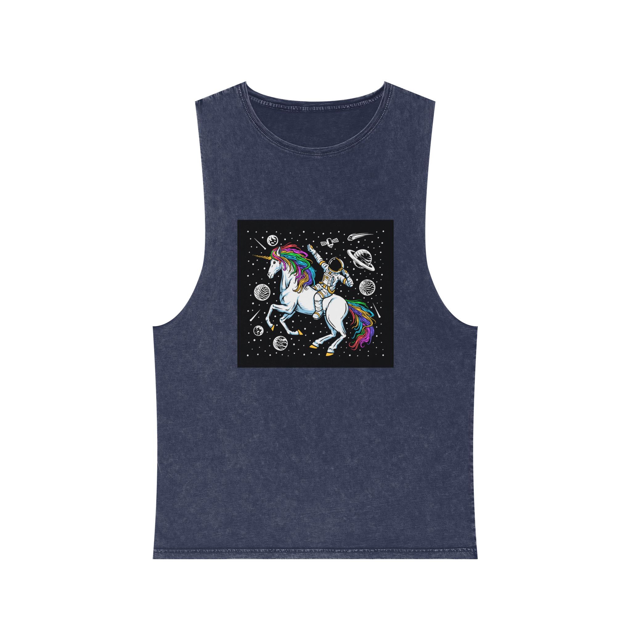 Astronaut Unicorn Unisex Stonewash Tank Top - Image 13