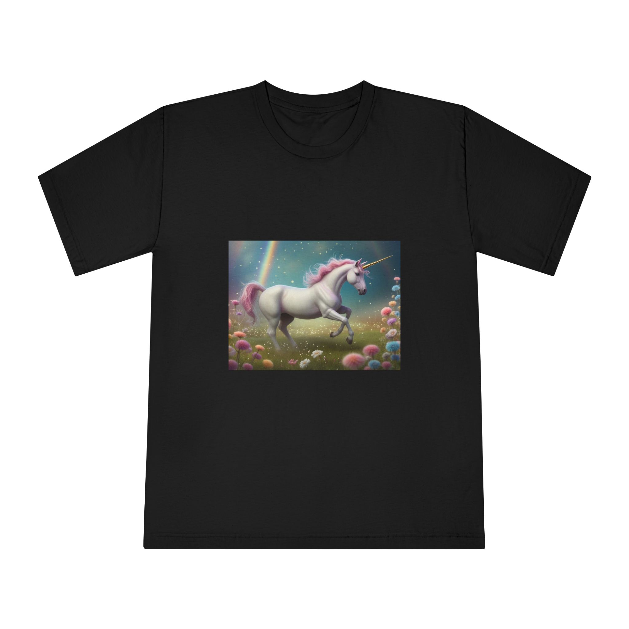 Beautiful Unicorn Running Magical Meadow Unicorn Background Images Whimsical Unicorn (71) Unisex Classic Crewneck T Shirt - Image 5