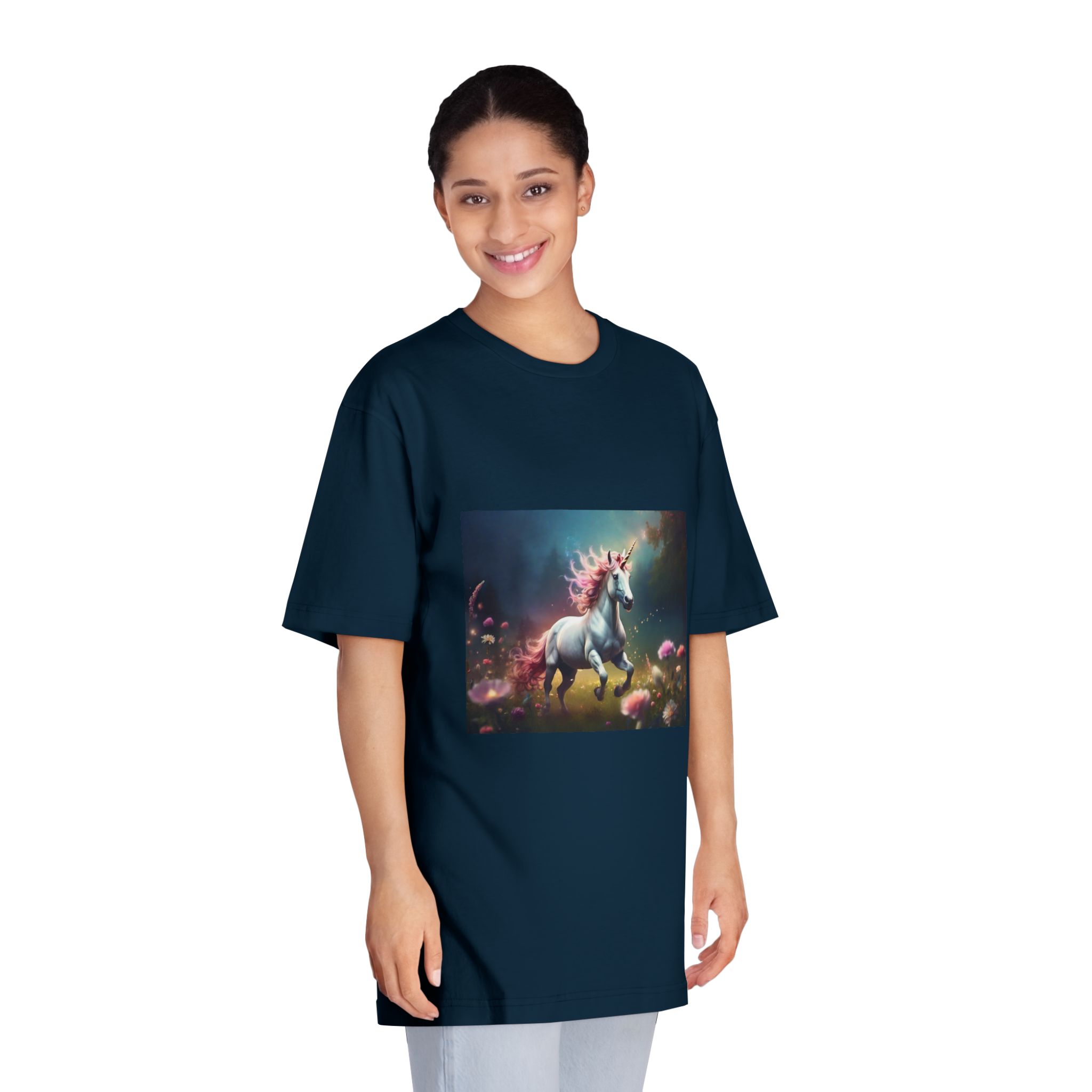 Beautiful Unicorn Running Magical Meadow Unicorn Background Images Whimsical Unicorn (22) Unisex Classic Crewneck T Shirt - Image 19