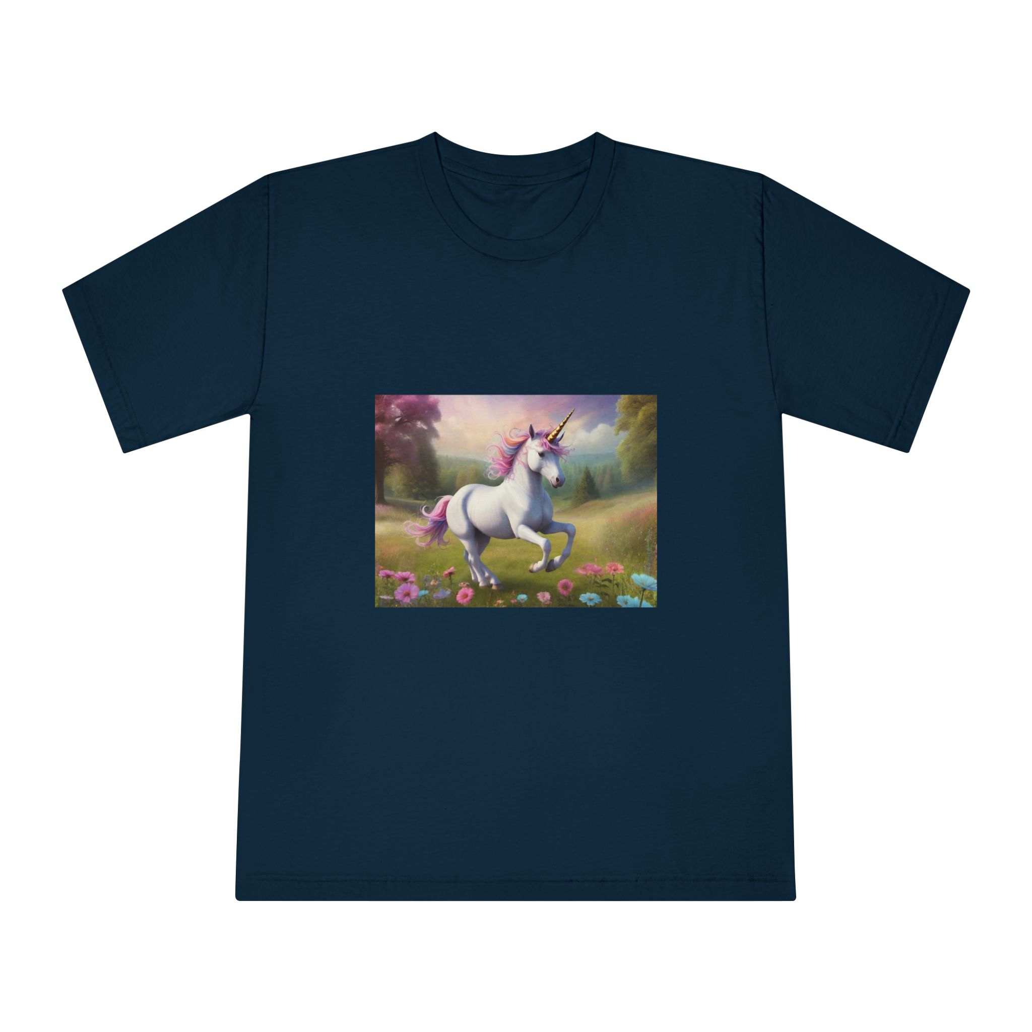 Beautiful Unicorn Running Magical Meadow Unicorn Background Images Whimsical Unicorn (85) Unisex Classic Crewneck T Shirt - Image 17