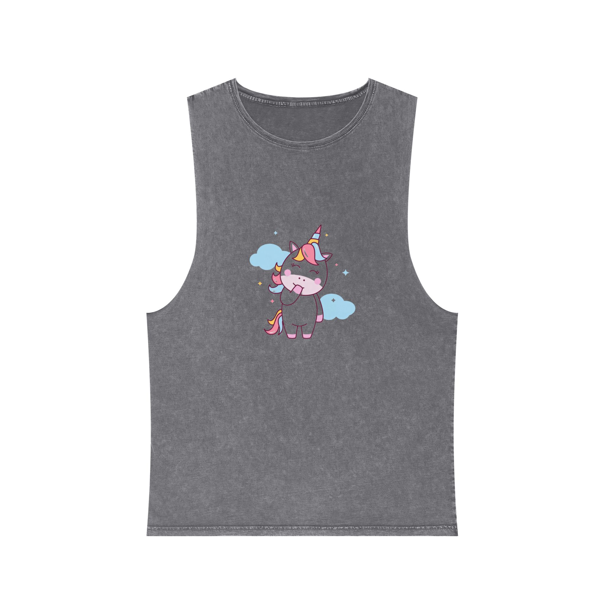 Cute Unicorn Illustration Unisex Stonewash Tank Top - Image 9