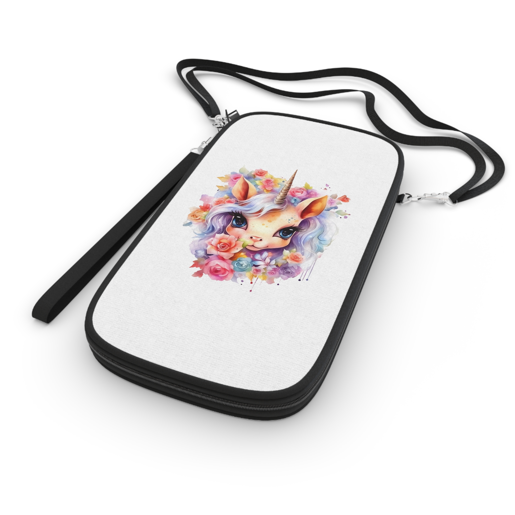 Cute Colorful Magic Unicorn With Flowers Watercolor Style (4) Copy Passport Wallet - Image 3