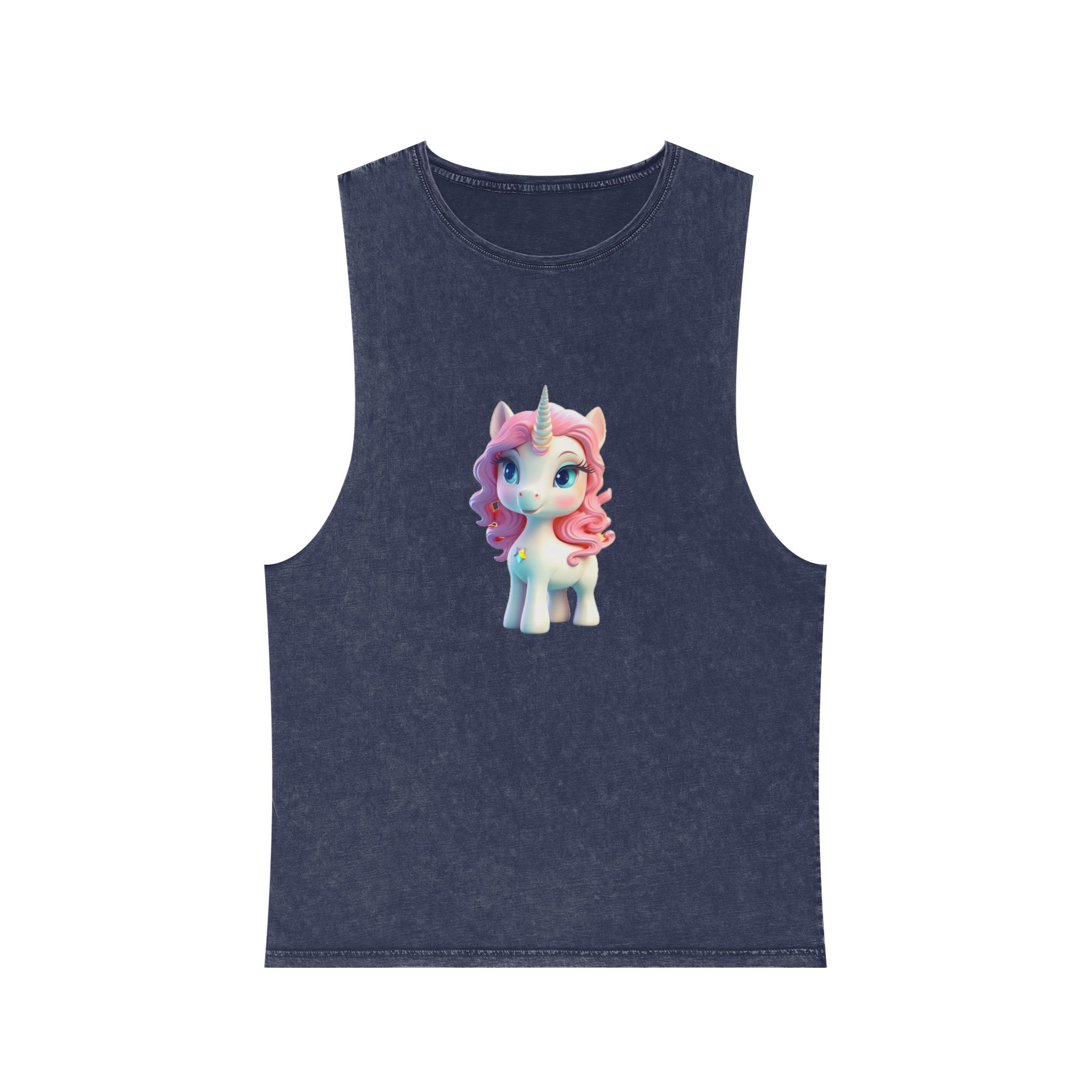 Colorful Cartoon Animated 3d Unicorn Children (14) Unisex Stonewash Tank Top - Image 13