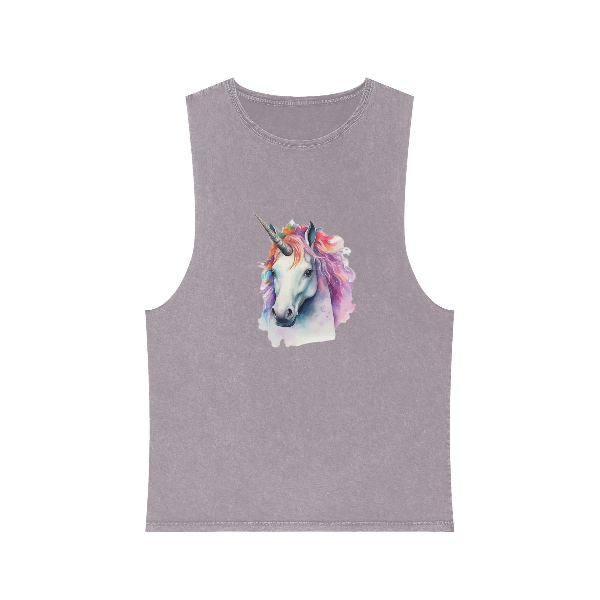 Painting Unicorn With Colorful Mane Long Mane Generative Ai (3) Unisex Stonewash Tank Top - Image 17