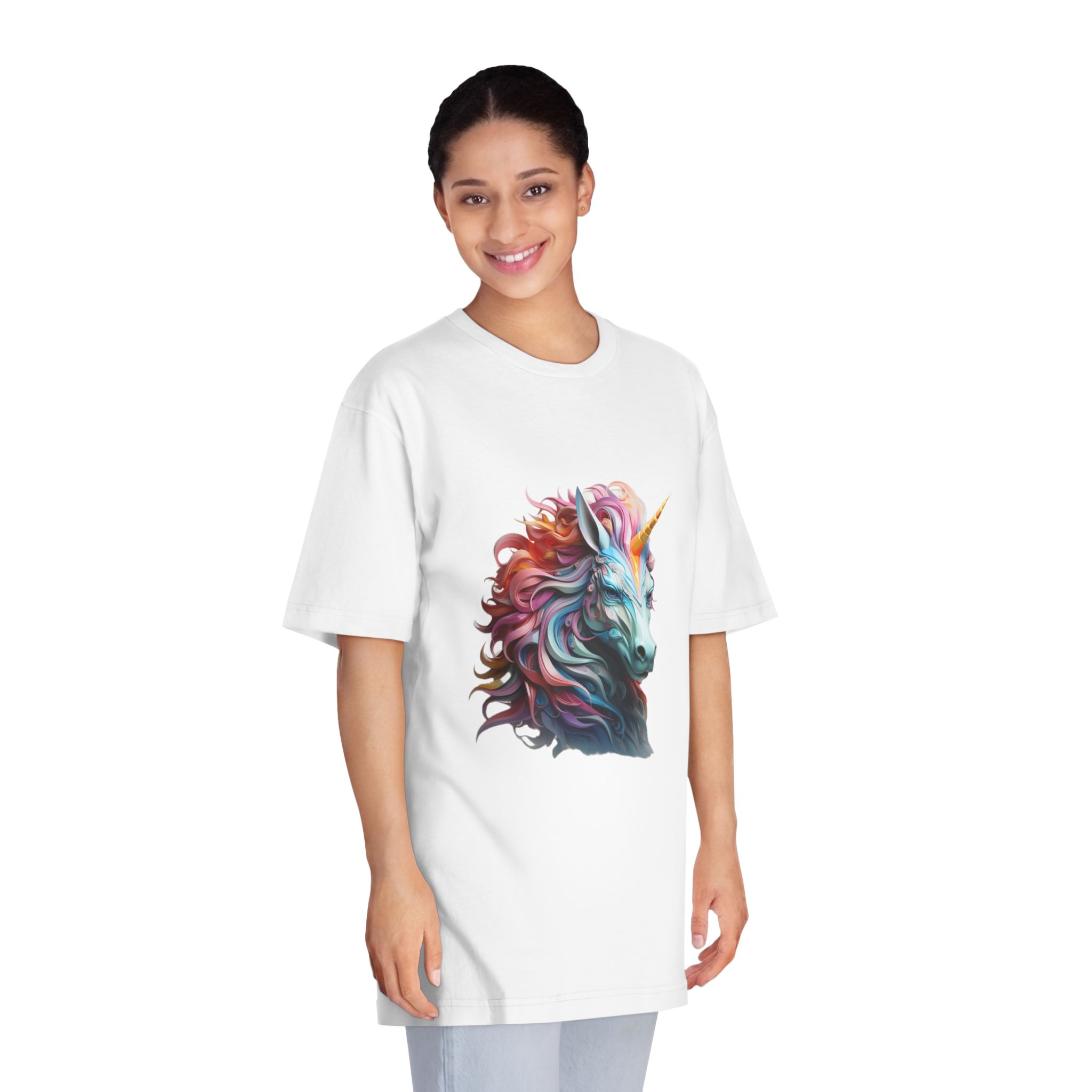 Colorful 3d Unicorn With Colorful Mane Unisex Classic Crewneck T Shirt - Image 3