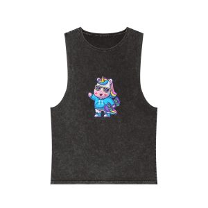 Cute Unicorn Skate Unisex Stonewash Tank Top
