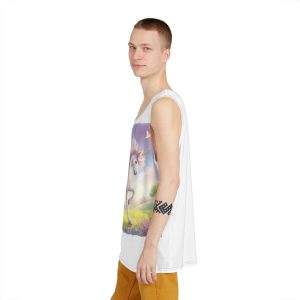 Beautiful Unicorn Running Magical Meadow Unicorn Background Images Whimsical Unicorn (10) Mens Tank Aop