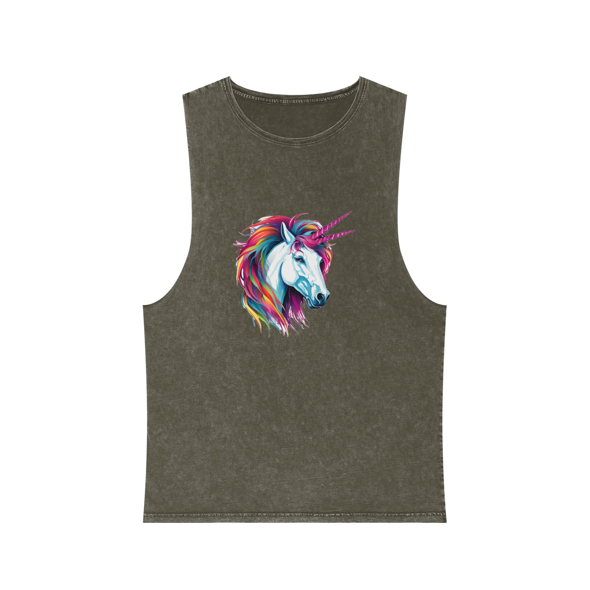 Close Up Unicorns Head With Colorful Mane Generative Ai Copy Unisex Stonewash Tank Top - Image 5