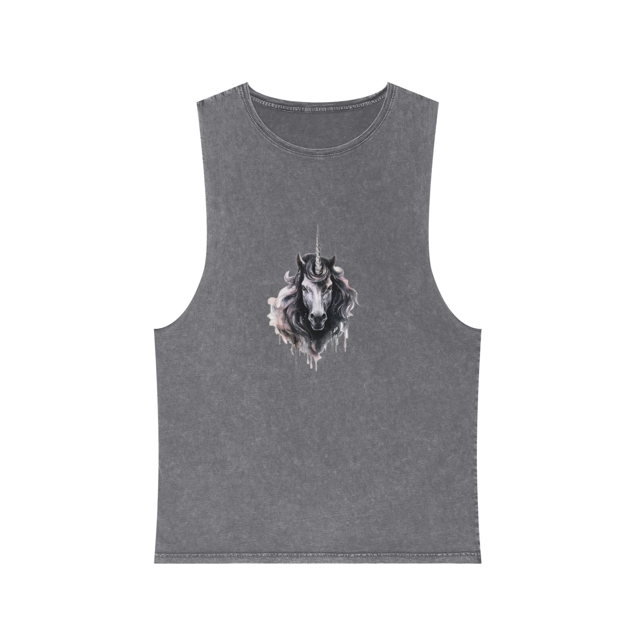 Painting Unicorn With Long Mane Horn Generative Ai Unisex Stonewash Tank Top - Image 9