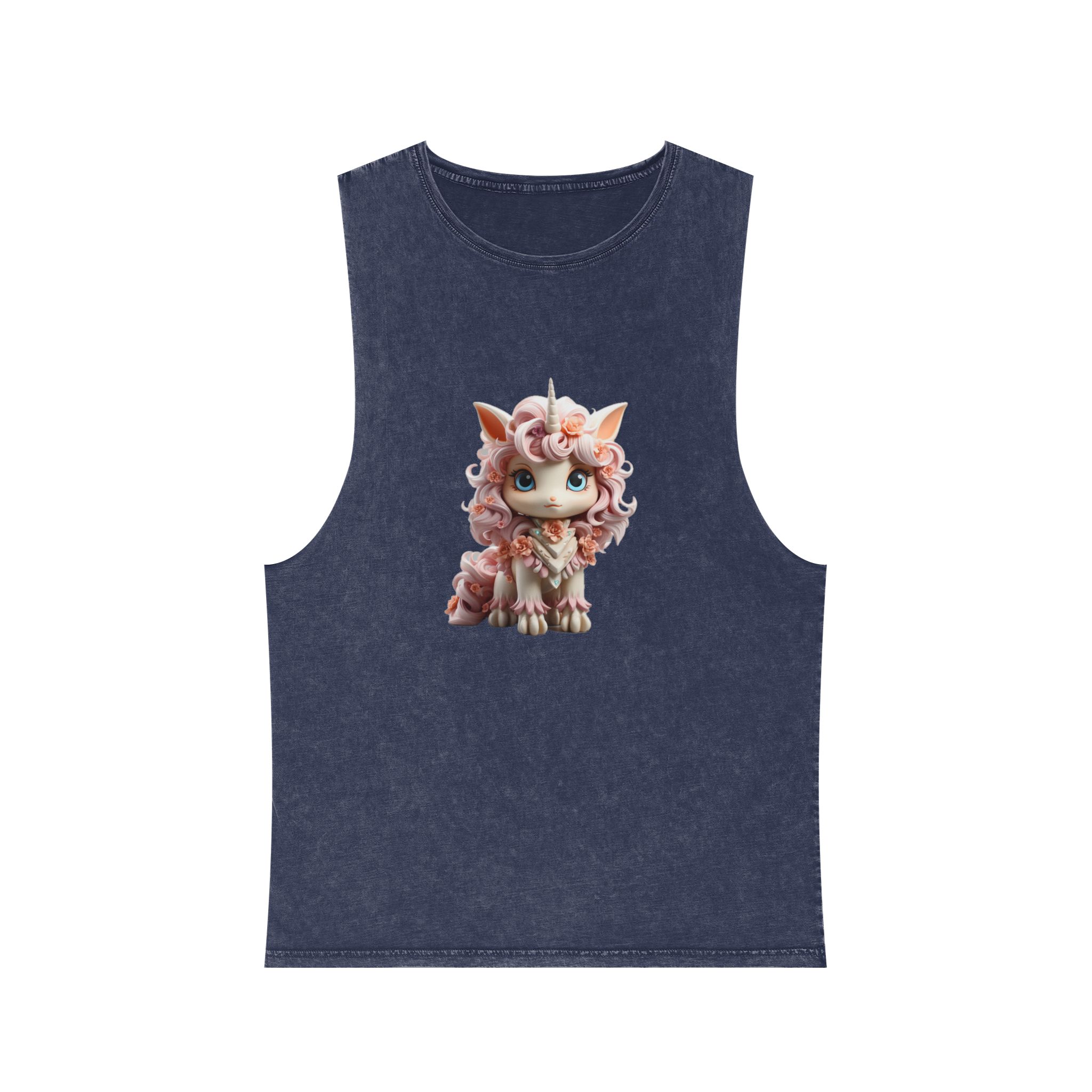 There Is Small Toy Unicorn With Pink Hair Generative Ai Unisex Stonewash Tank Top - Image 13