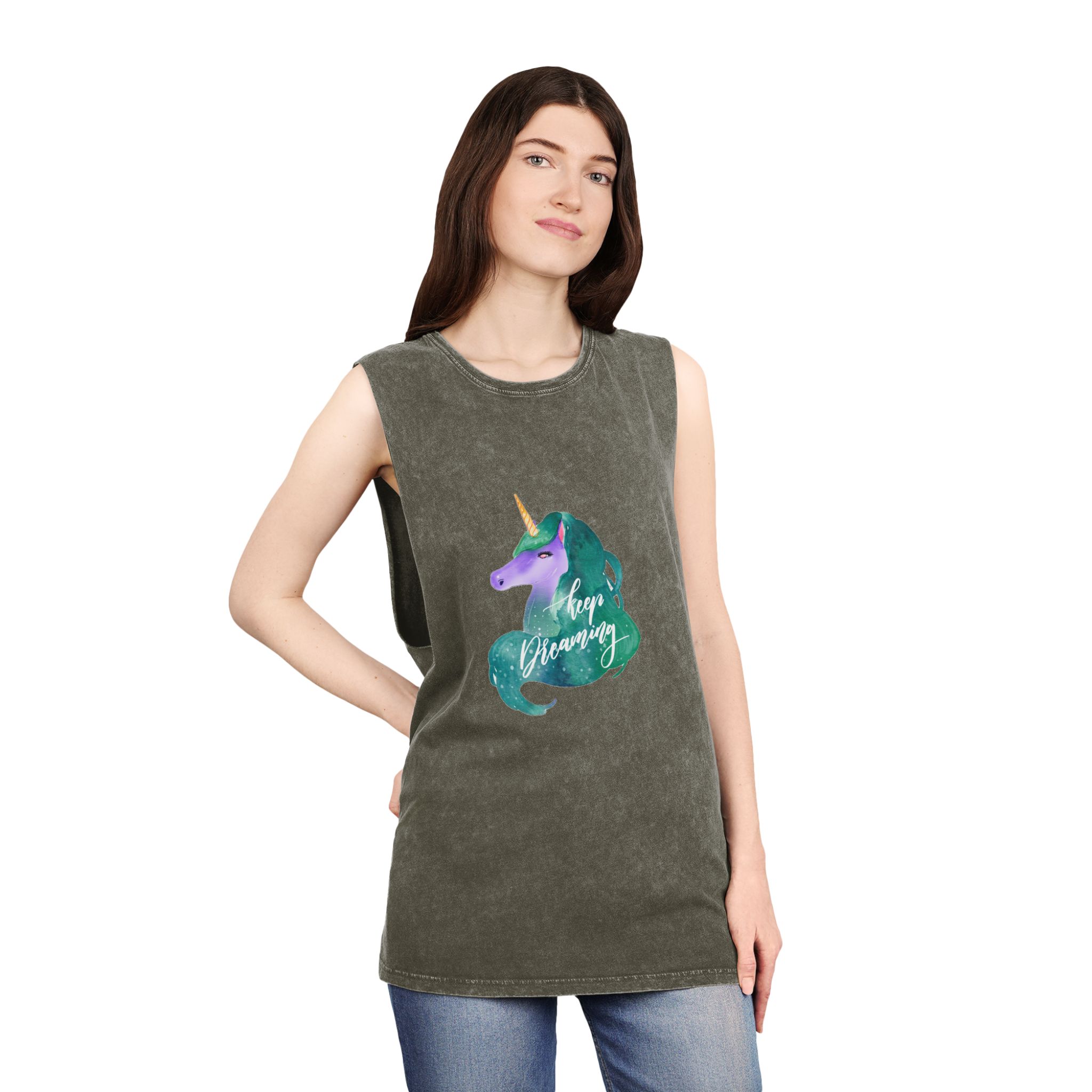 Unicorn V47 Unisex Stonewash Tank Top - Image 8