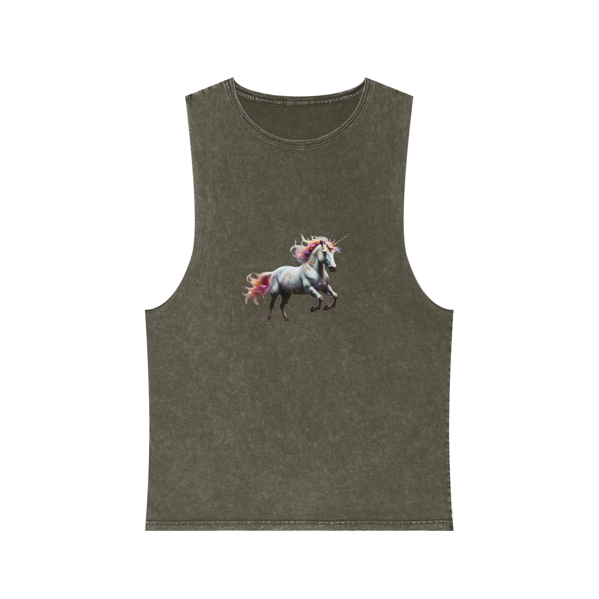 Beautiful Unicorn Running Magical Meadow Unicorn Background Images Whimsical Unicorn (50) Unisex Stonewash Tank Top - Image 5