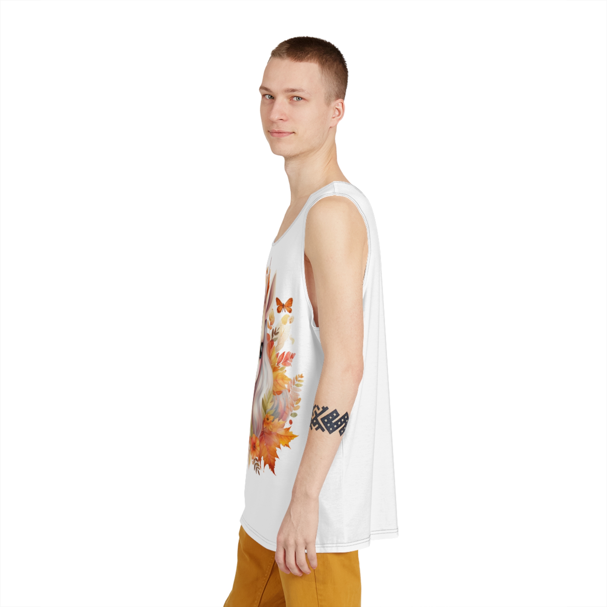 There Is Unicorn With Long Mane Flowers Around It Generative Ai Mens Tank Aop