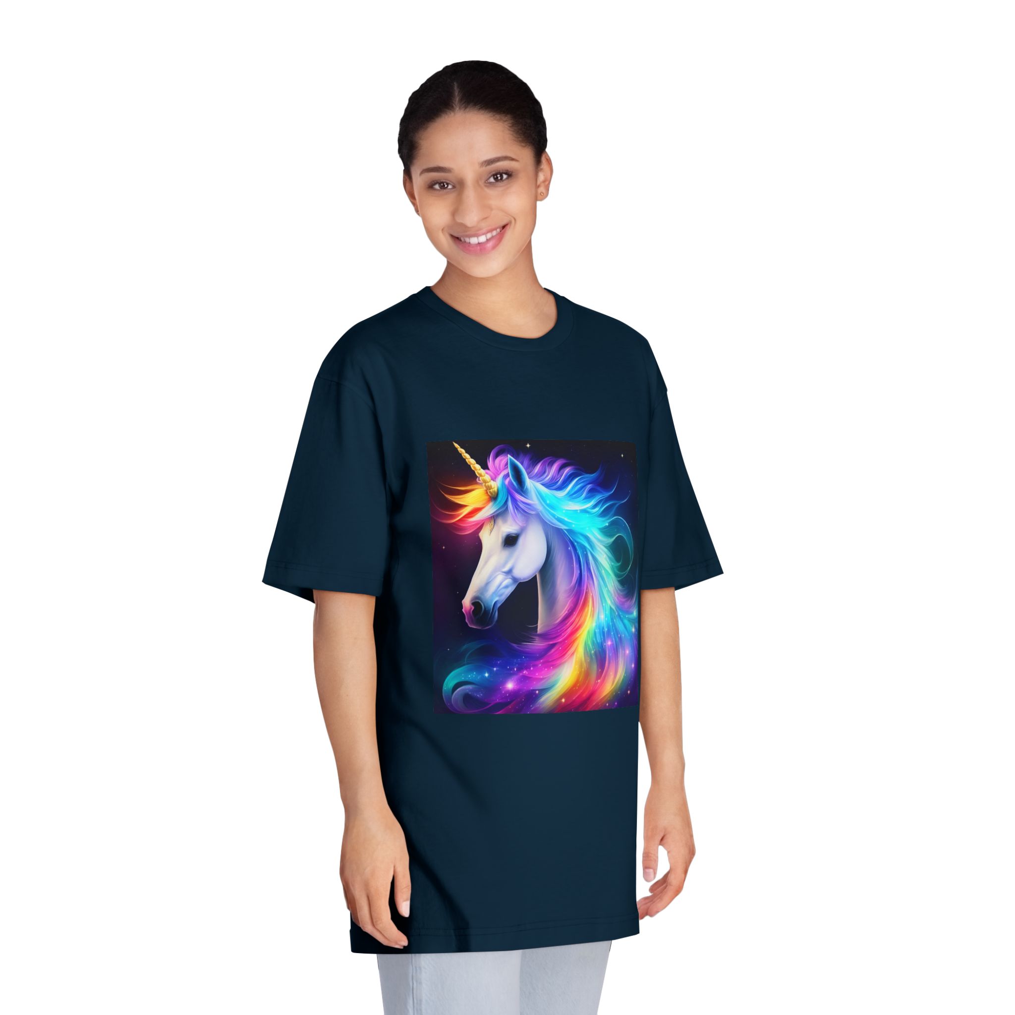 Portrait Unicorn Isolated Stars Background Generative Artificial Intelligence Unisex Classic Crewneck T Shirt - Image 19