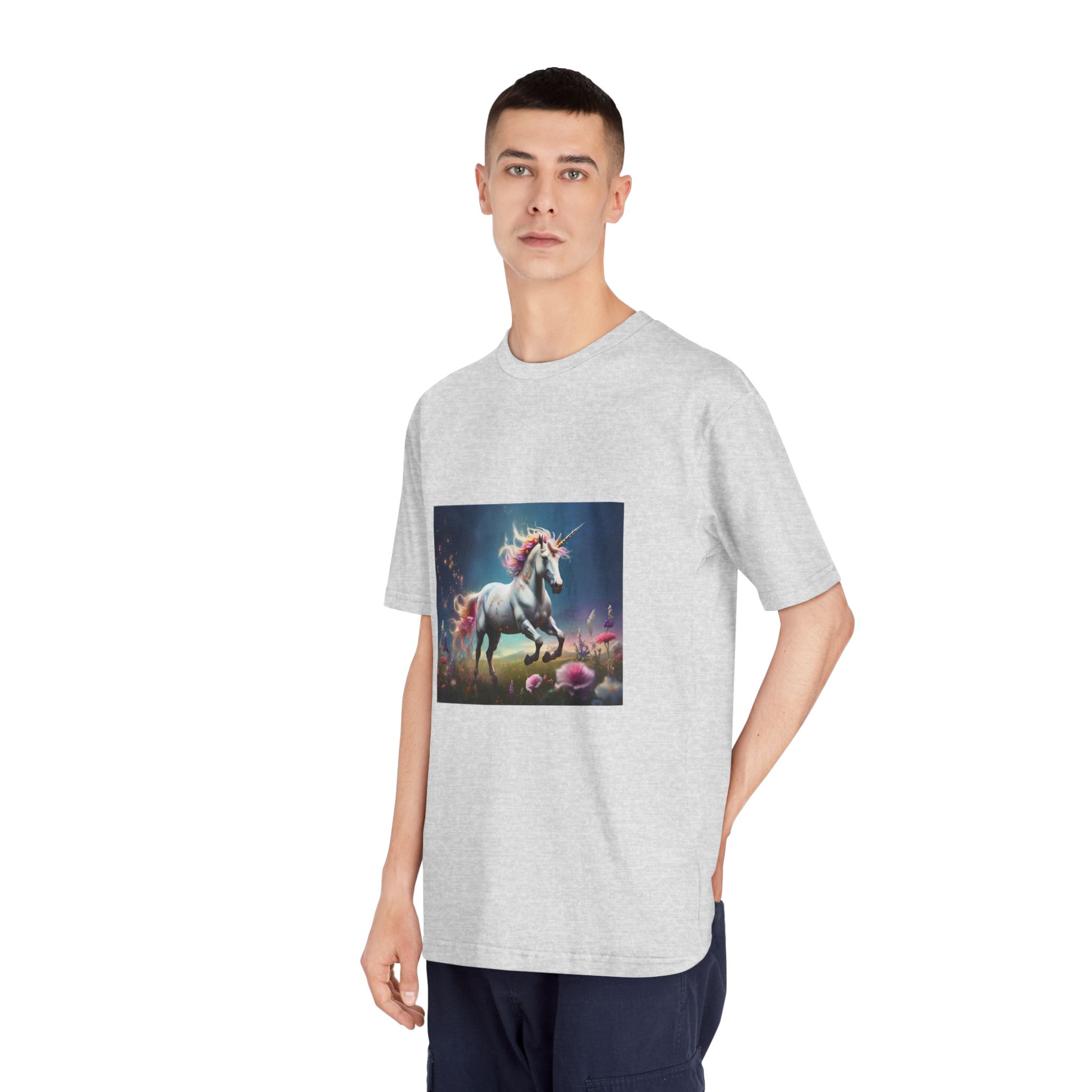 Beautiful Unicorn Running Magical Meadow Unicorn Background Images Whimsical Unicorn (18) Unisex Classic Crewneck T Shirt - Image 16