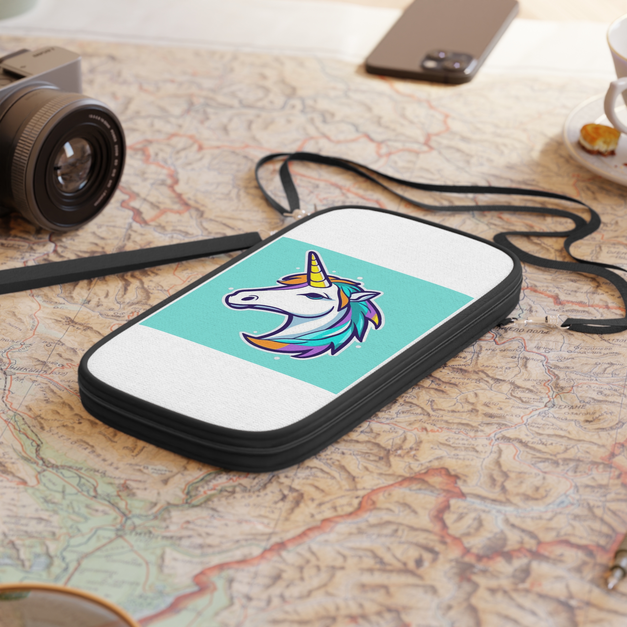 Cartoon Unicorn Head Vector With Maximum 16 Colors I 3 Passport Wallet - Image 4