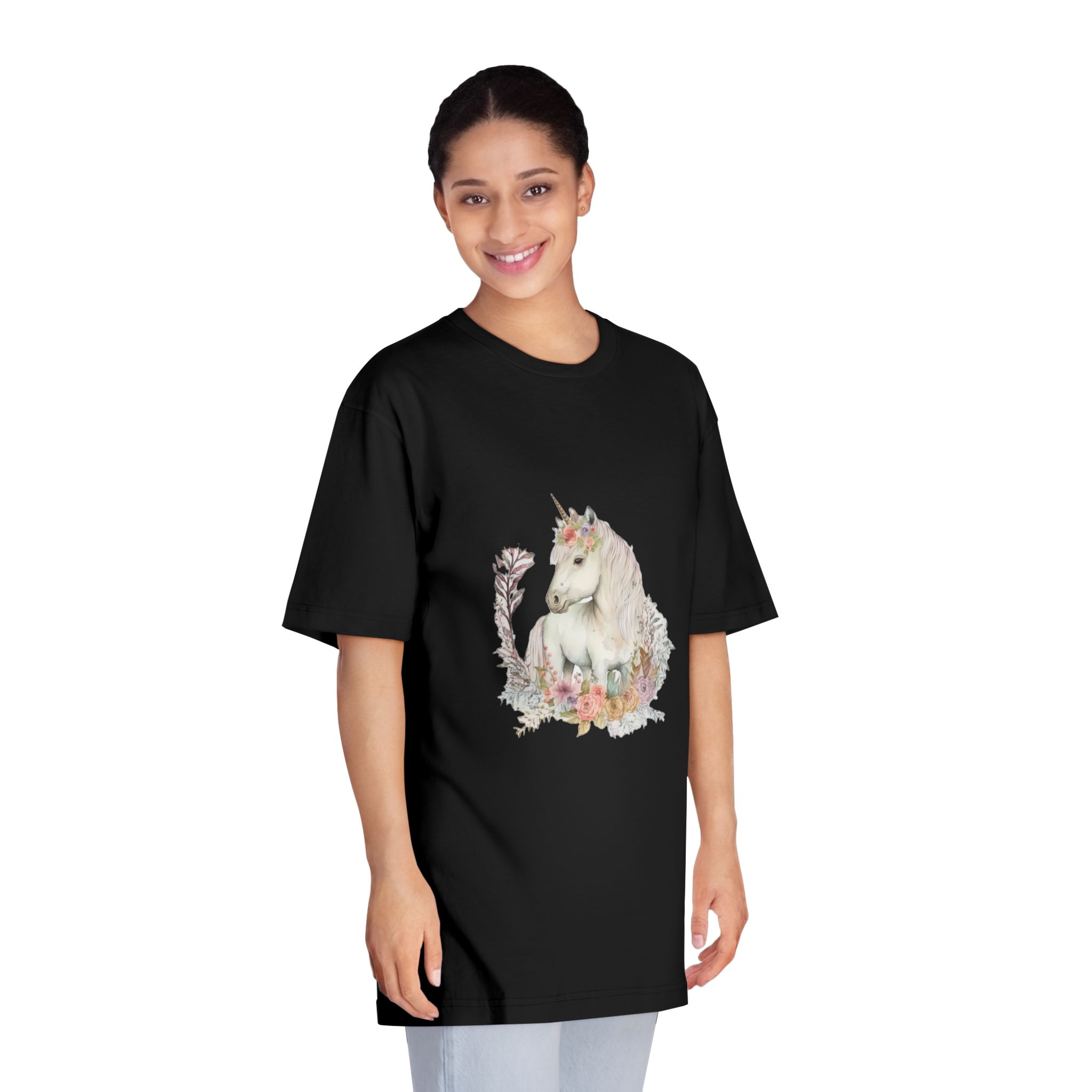 Watercolor Forest Cartoon Isolated Cute Baby Unicorn Animal Illustration Ai Generative Unisex Classic Crewneck T Shirt - Image 7