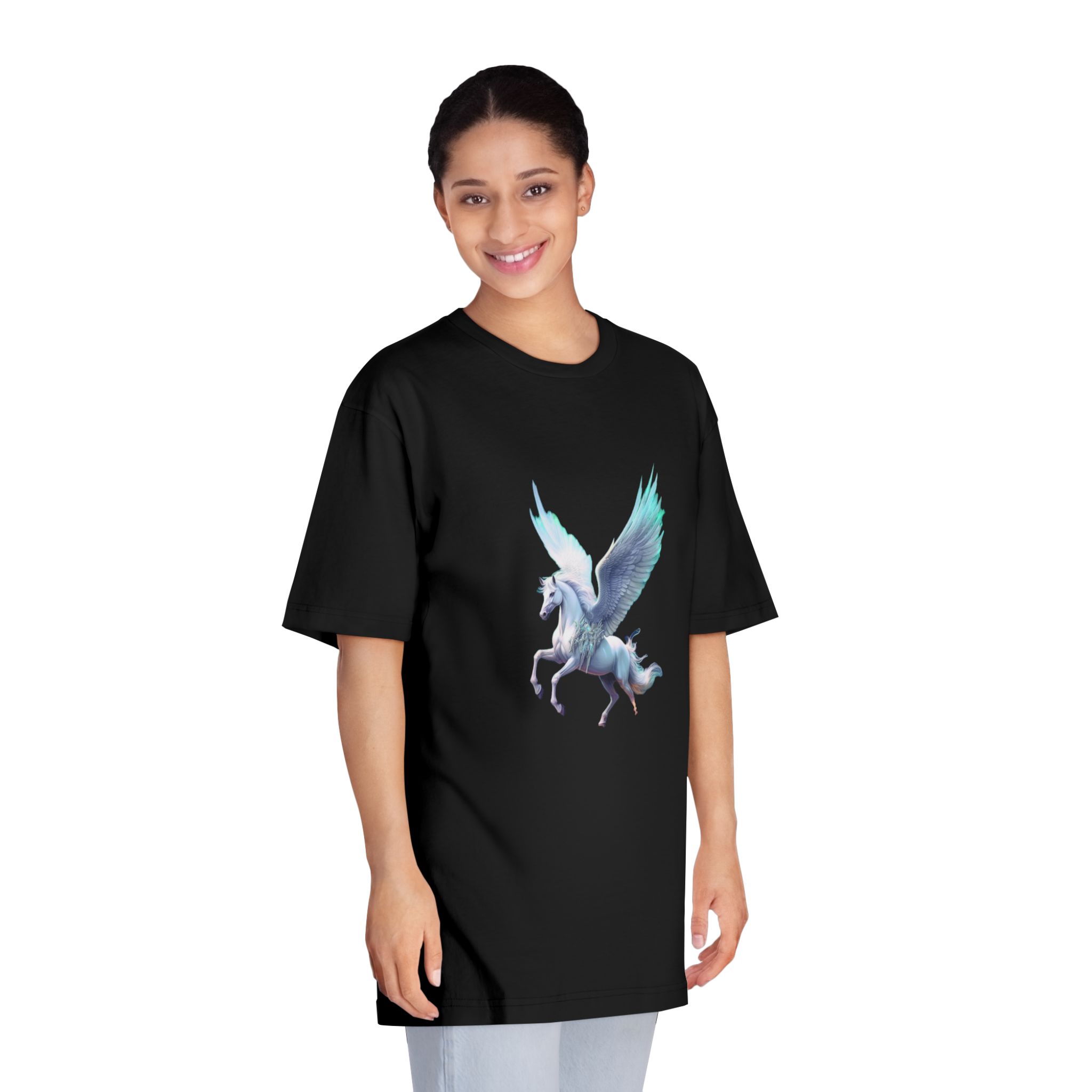 Unicorn With Wings Flying Sky With Full Moon Background Generative Ai Unisex Classic Crewneck T Shirt - Image 7
