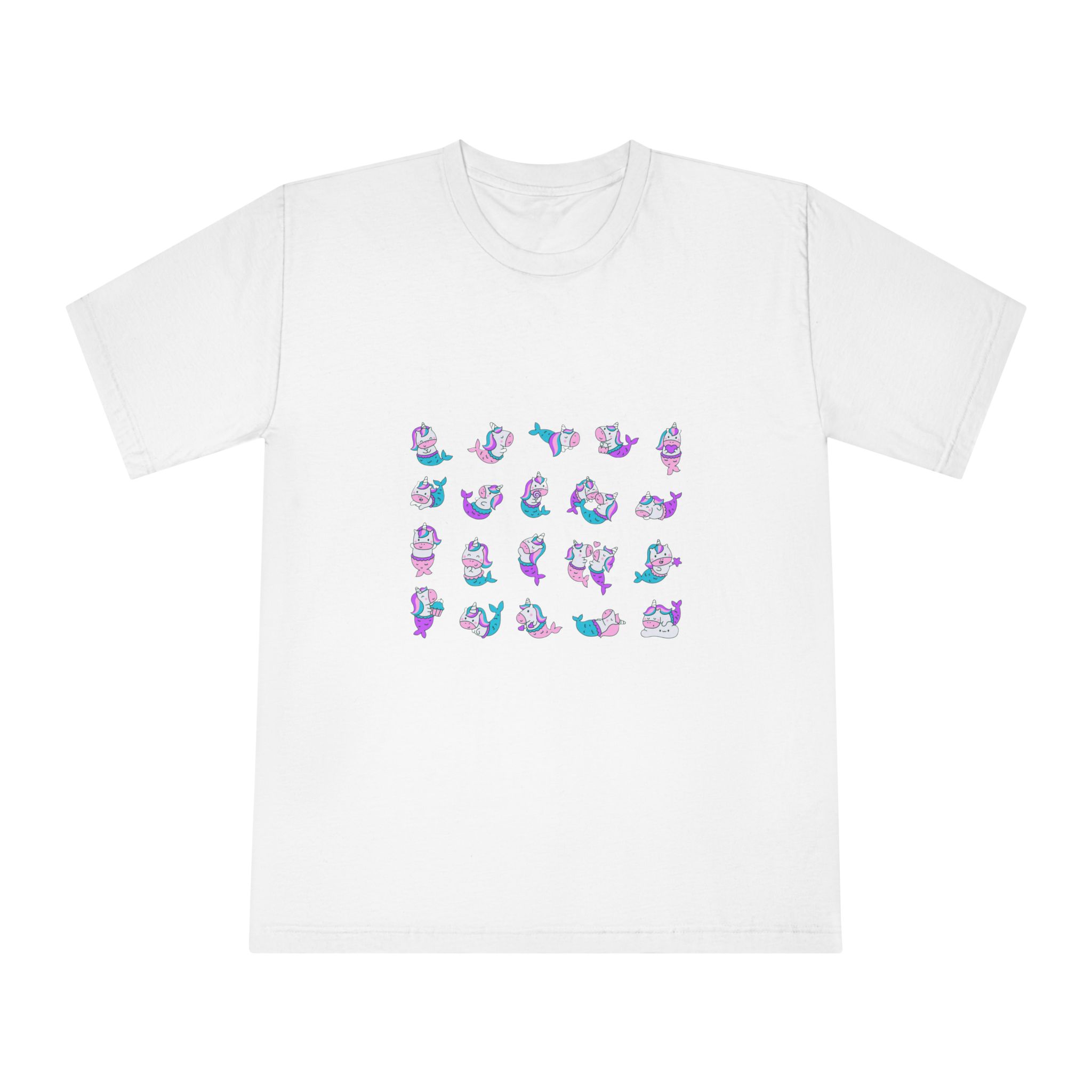 Cute Kawaii Unicorn Mermaid Fantasy Cartoon Characters Hand Drawn Style Unisex Classic Crewneck T Shirt
