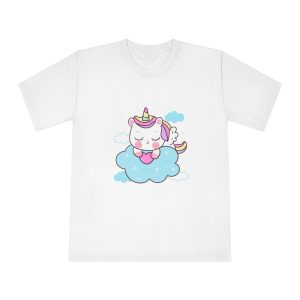 Cute Unicorn Pegasus Cartoon Sleep Holding Heart Cloud Kawaii Animal Unisex Classic Crewneck T Shirt