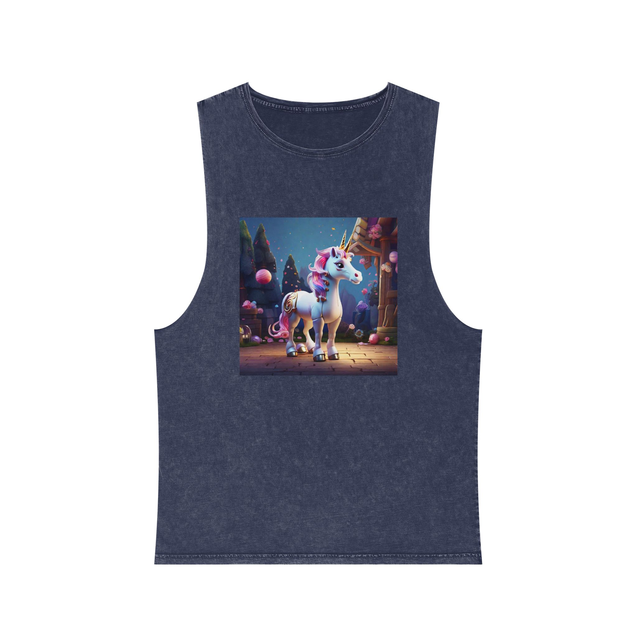 Animated Unicorn Children Generated By Ai (5) Unisex Stonewash Tank Top - Image 13